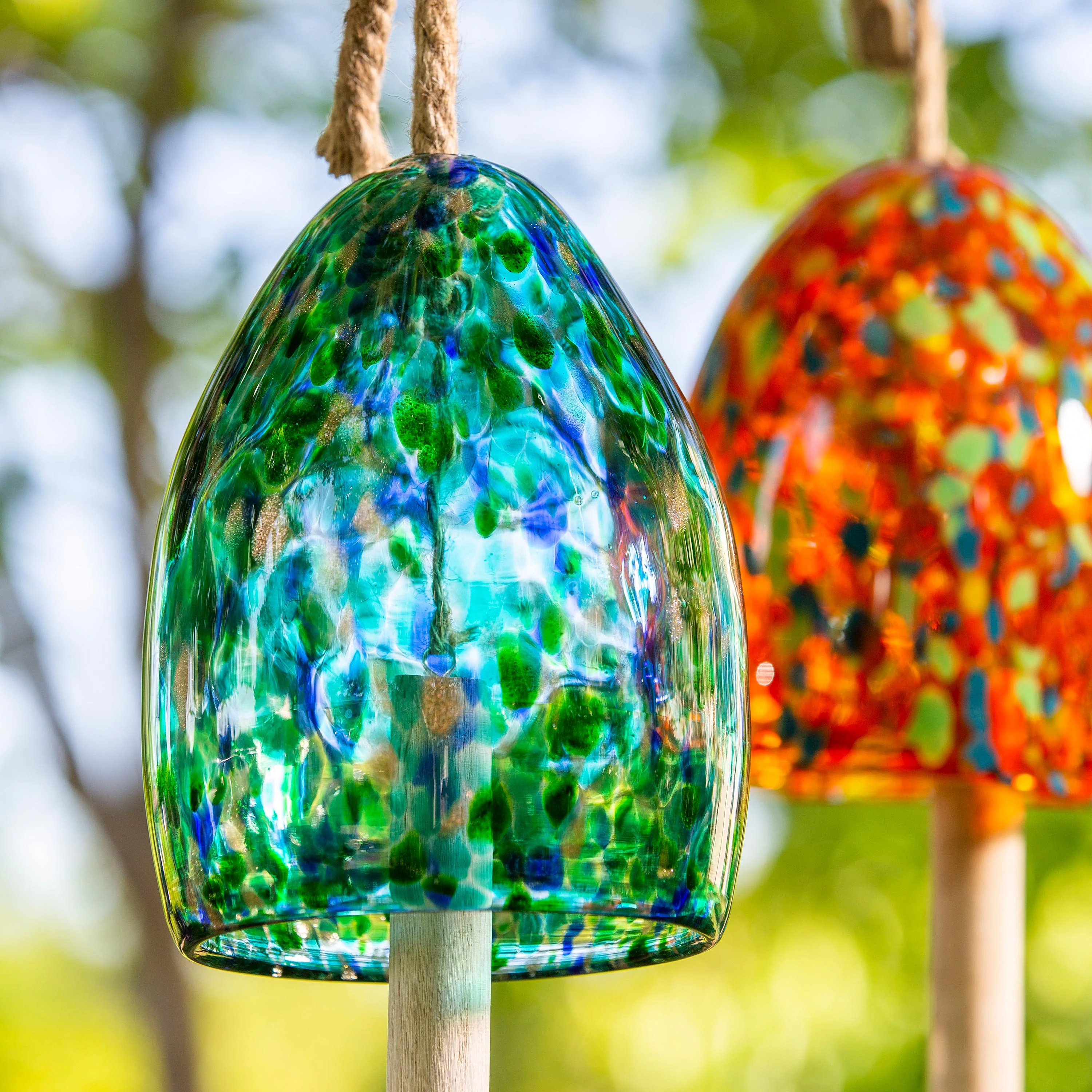 Art Glass Speckle Turquoise Bell Chime - Image 2