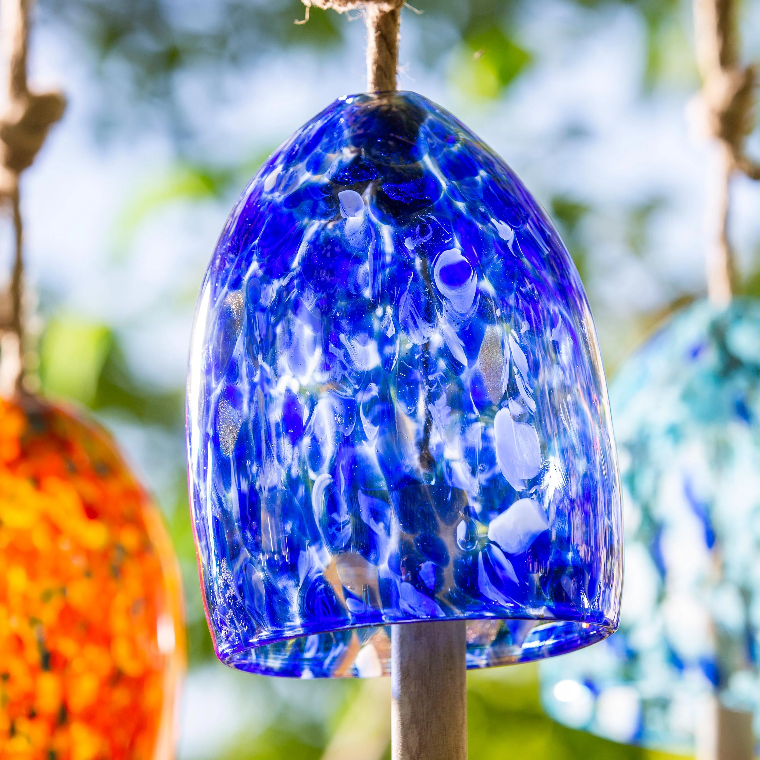 Art Glass Speckle Deep Blue Bell Chime