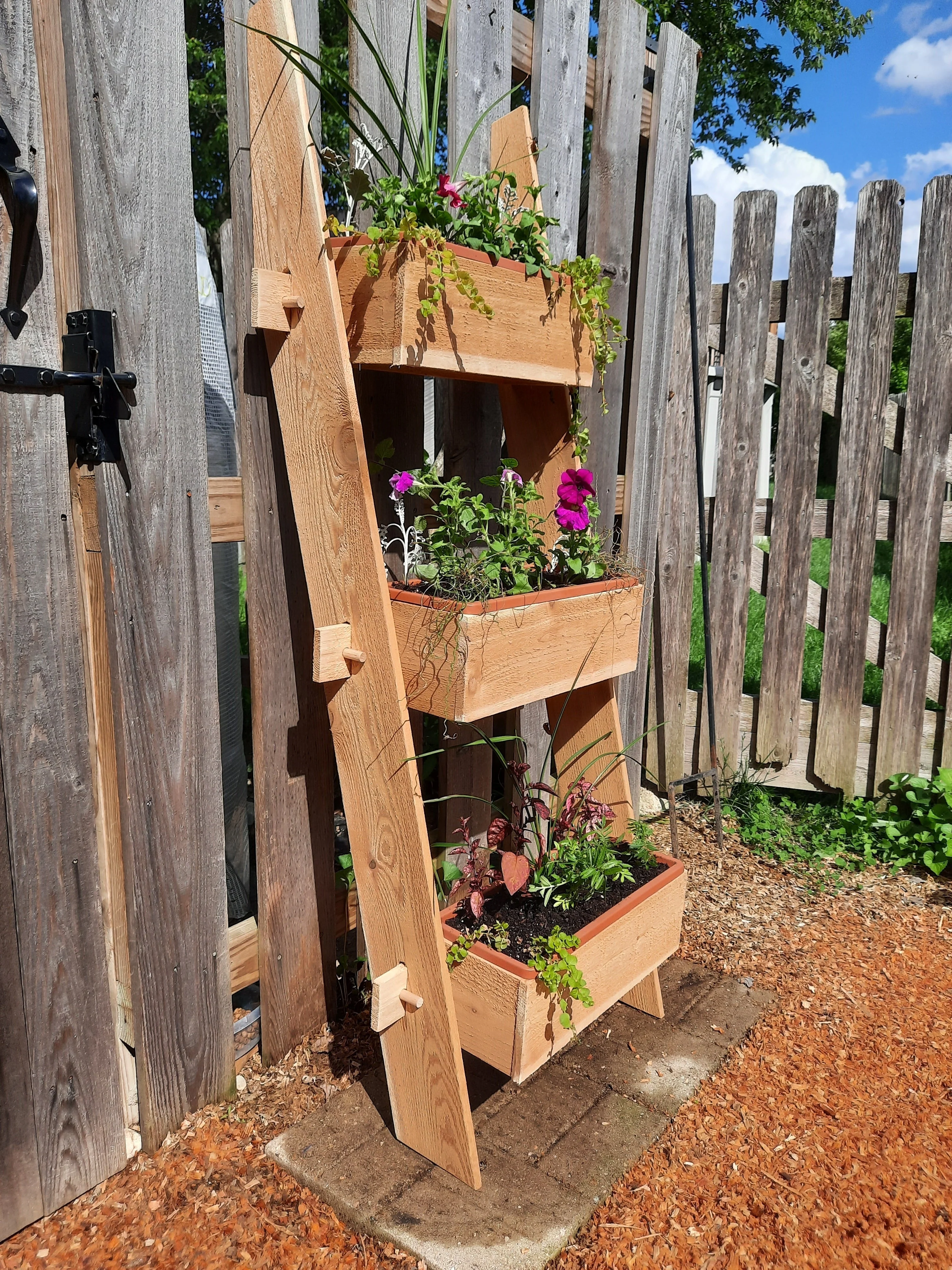 3-Tier Vertical Cedar Standing Planter Box - Image 7