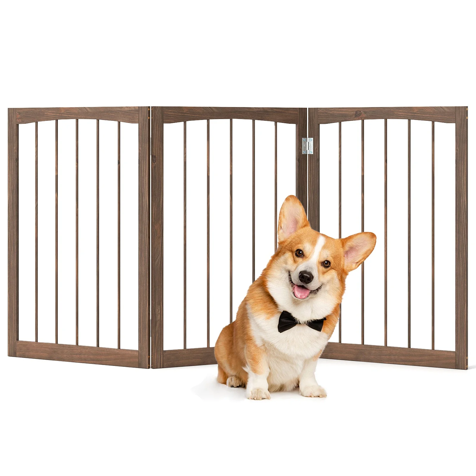 Wooden Pet Fence, Brown, 30" - Image 3