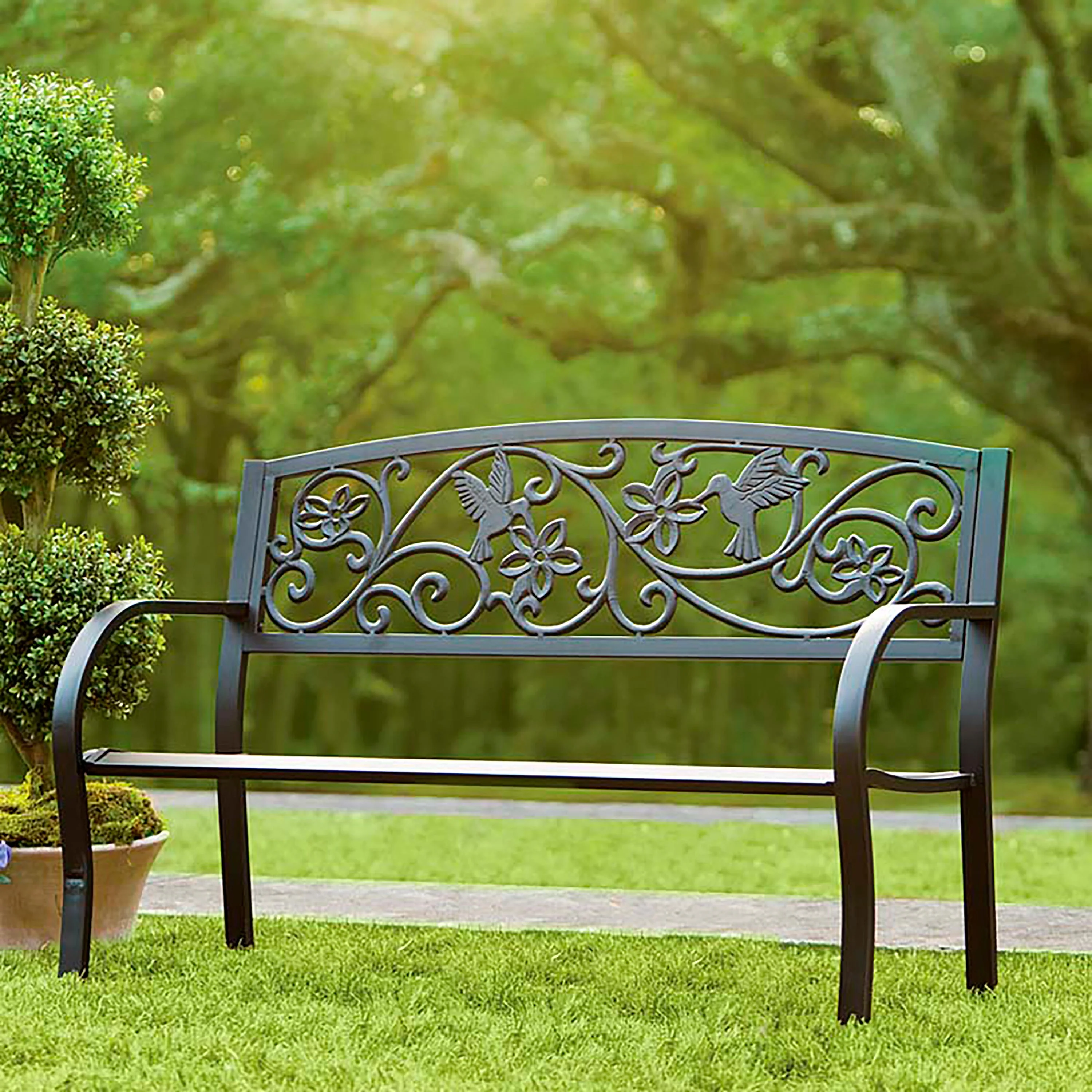 Hummingbird Metal Garden Bench