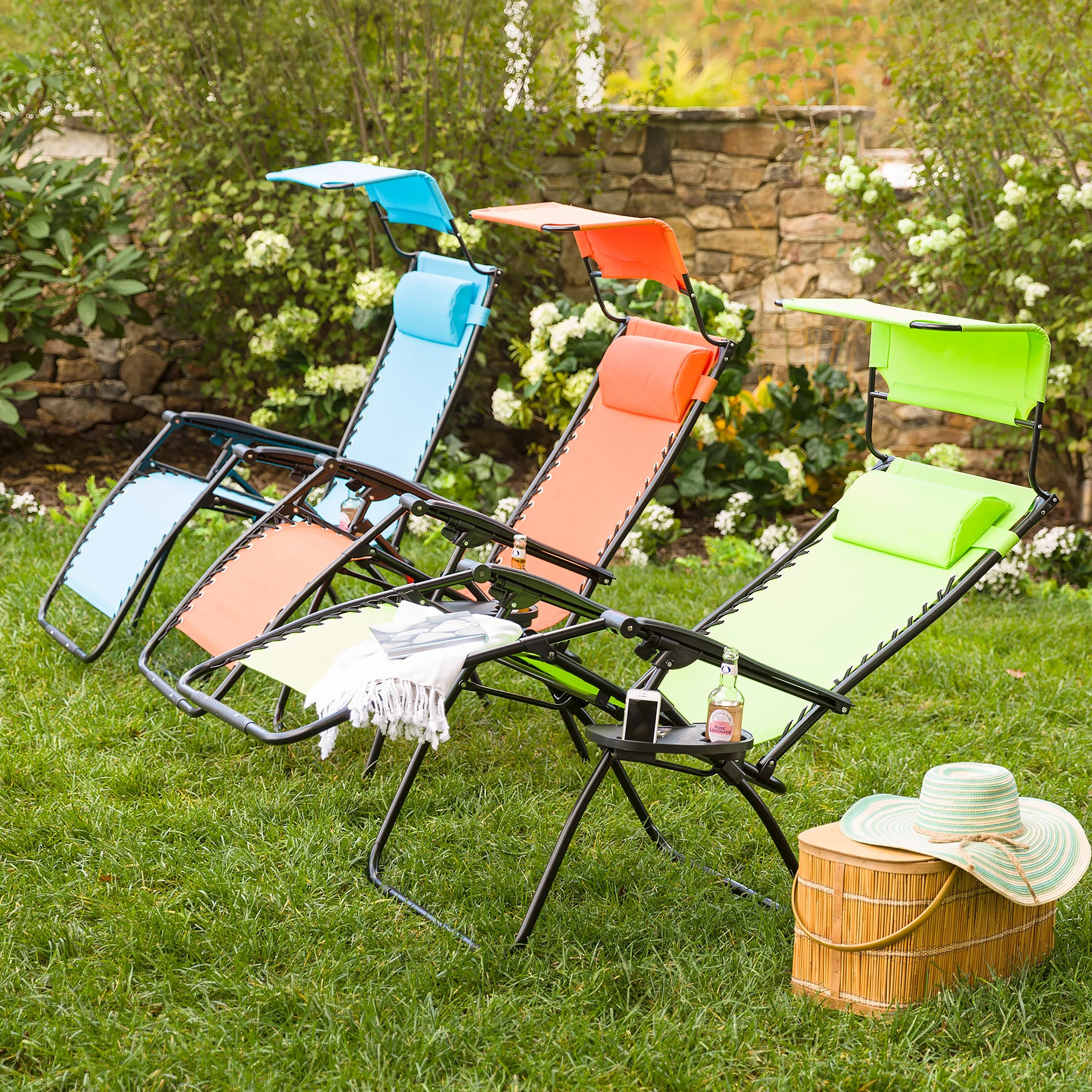 Deluxe Zero Gravity Chair With Awning, Table And Drink Holder - Image 5
