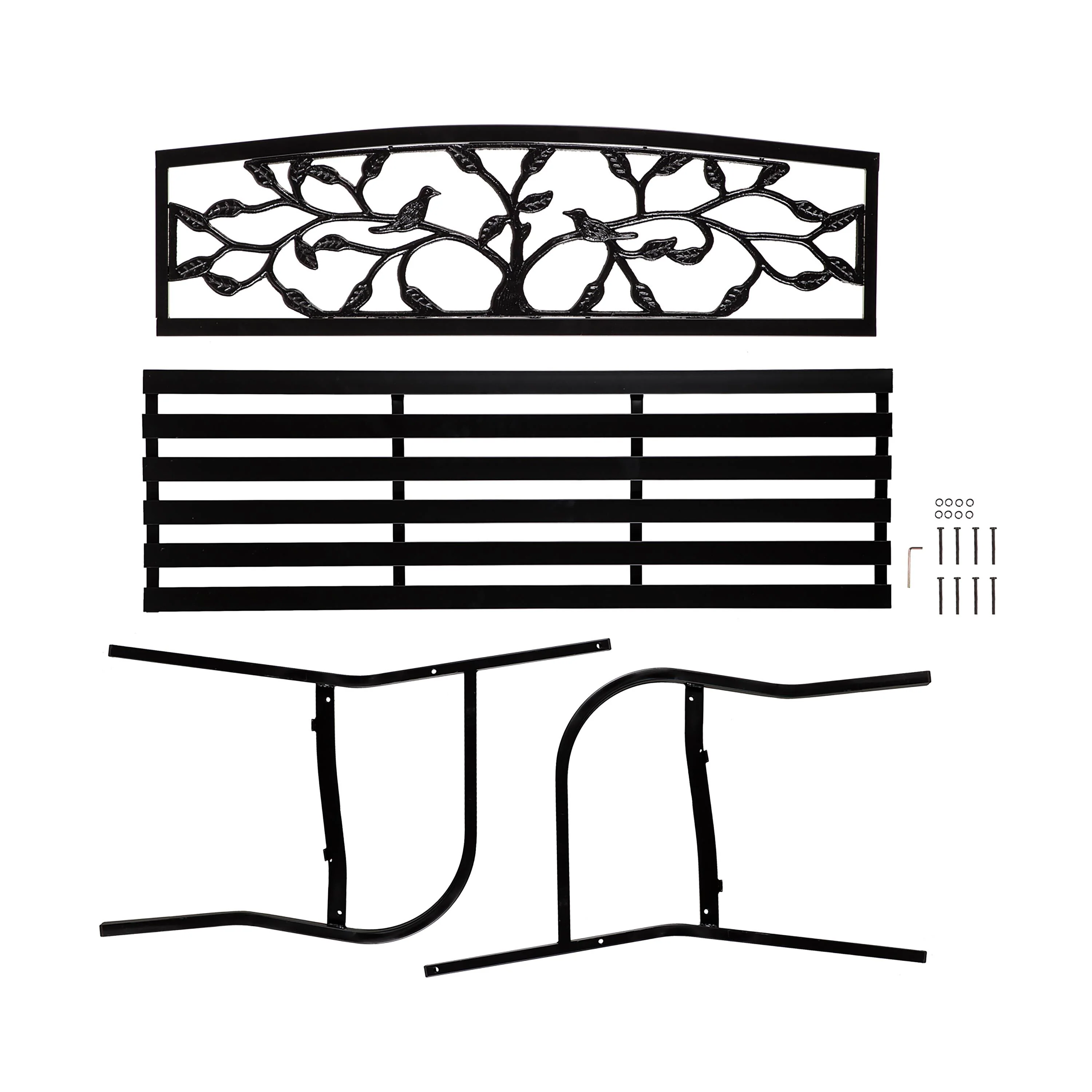 Tree of Life Metal Garden Bench, Black - Image 6