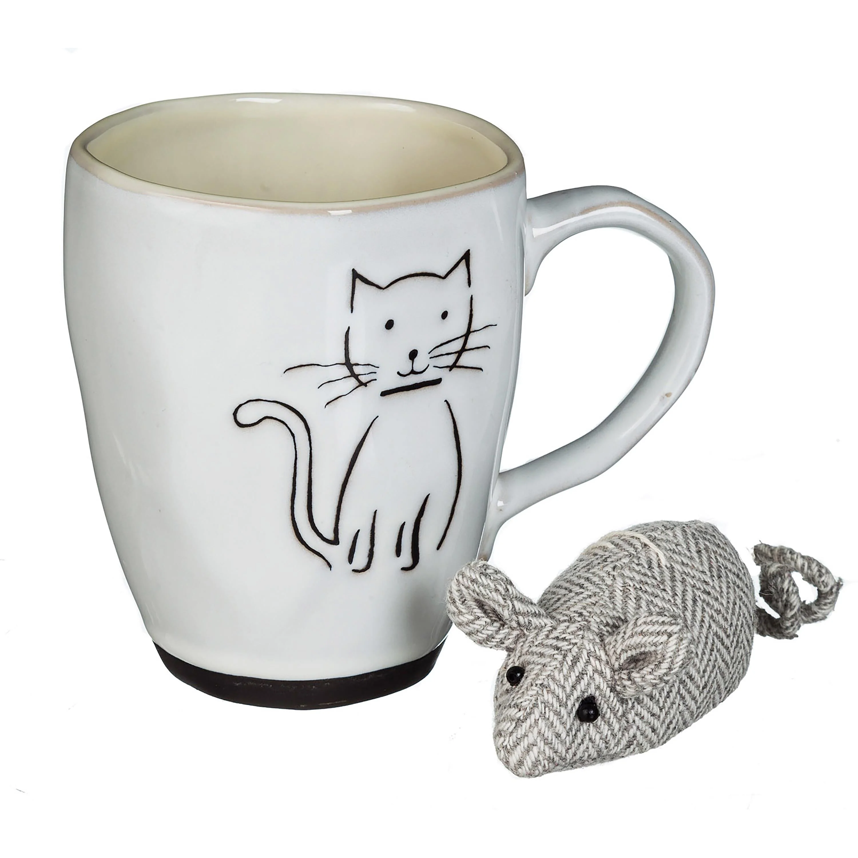 Pet Central Drinkware Gift Set Ceramic Cup and Mouse Toy, Pet Cat, 16oz - Image 2
