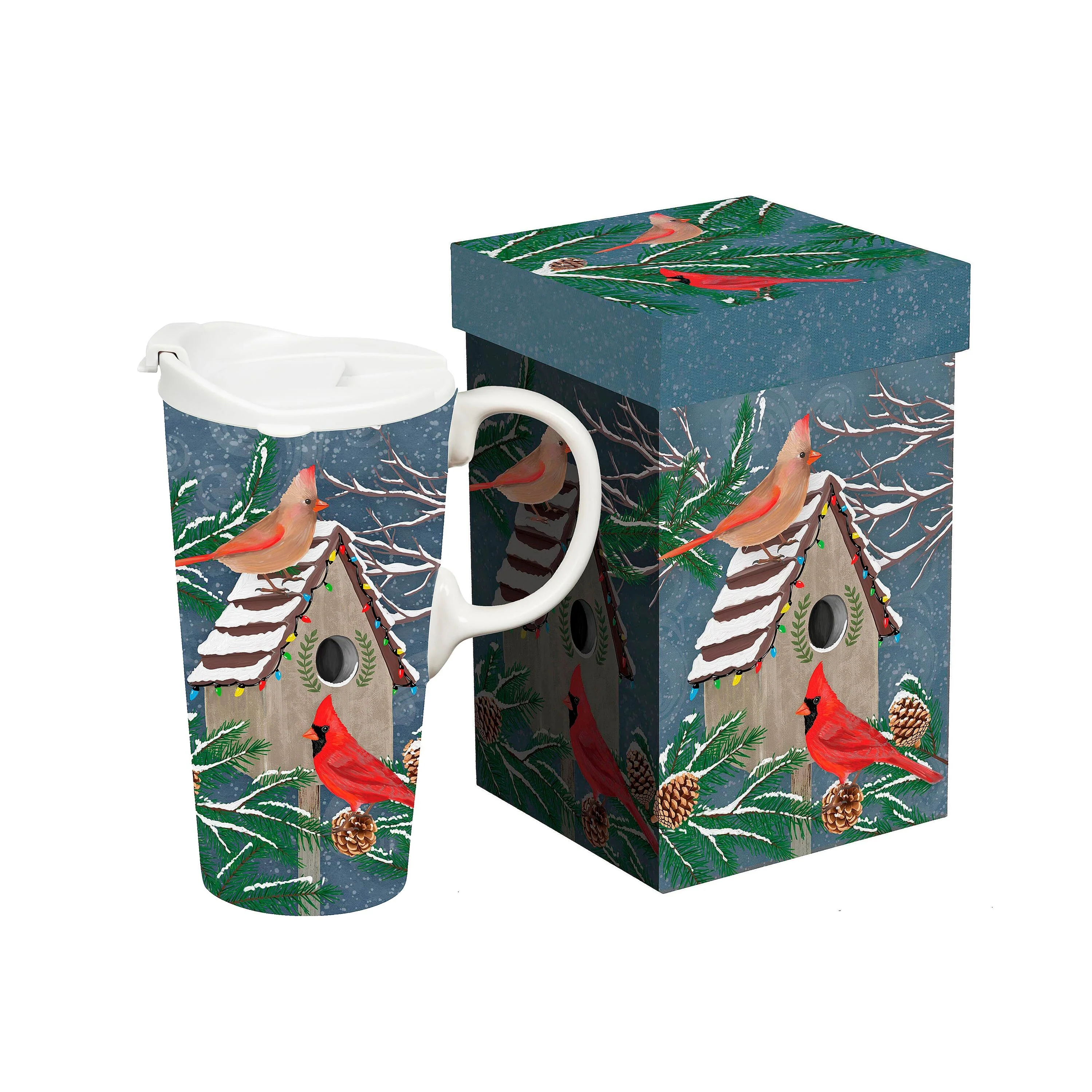 Snowbirds Travel Cup Ceramic Perfect Cup, Cardinal Home, 17oz, Gift Box - Image 3