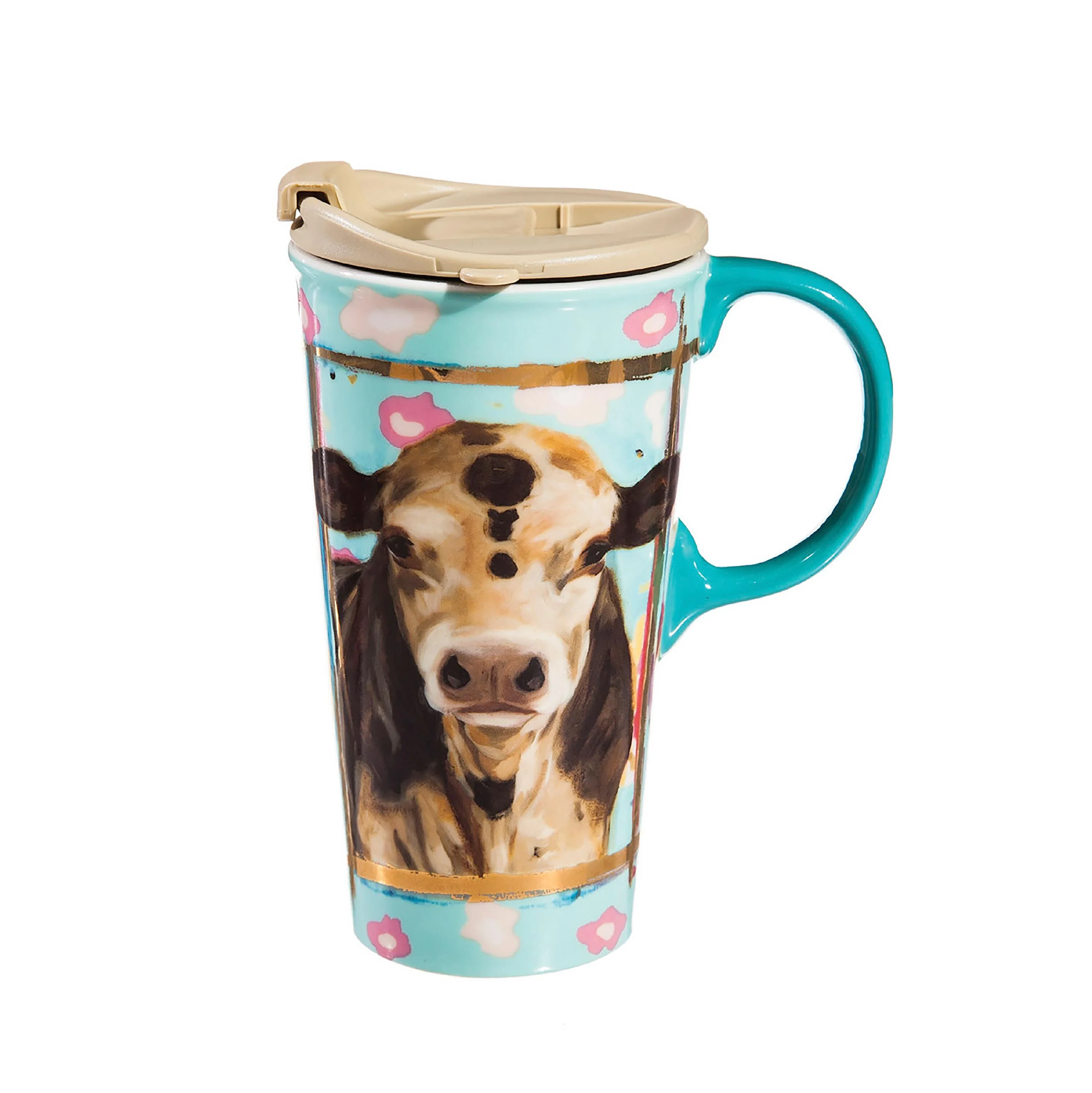Ceramic Travel Cup w/ metallic accents, 17 OZ, Myrtle - Image 3