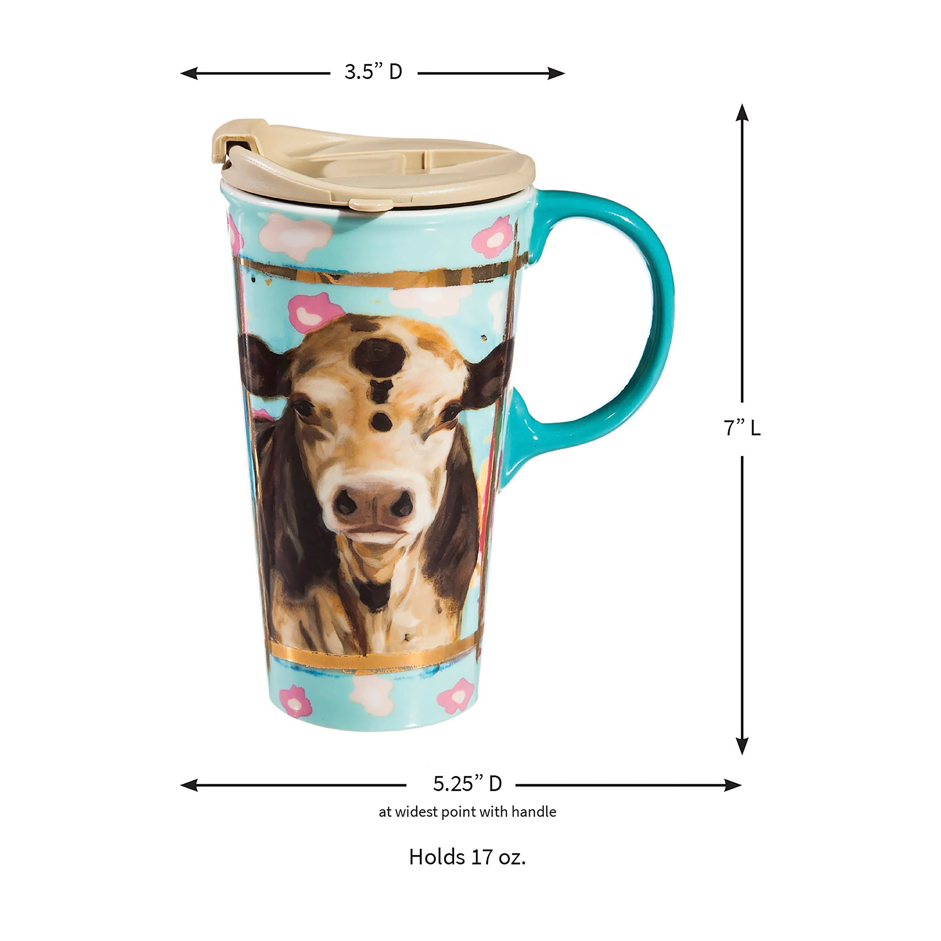 Ceramic Travel Cup w/ metallic accents, 17 OZ, Myrtle - Image 5