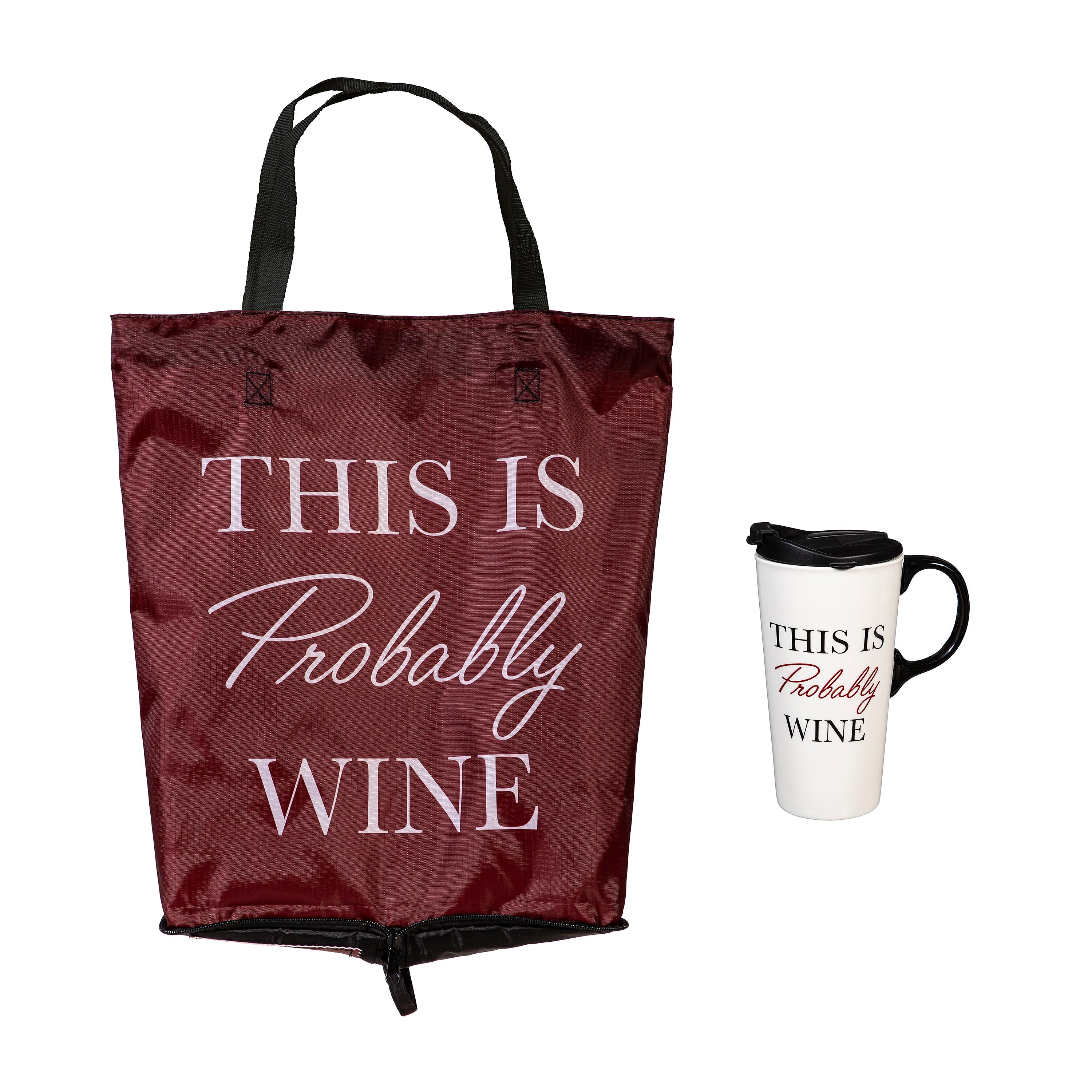 This Is Probably Wine Ceramic Perfect Cup and Compact Tote Giftset, 17oz, Gift Box - Image 2