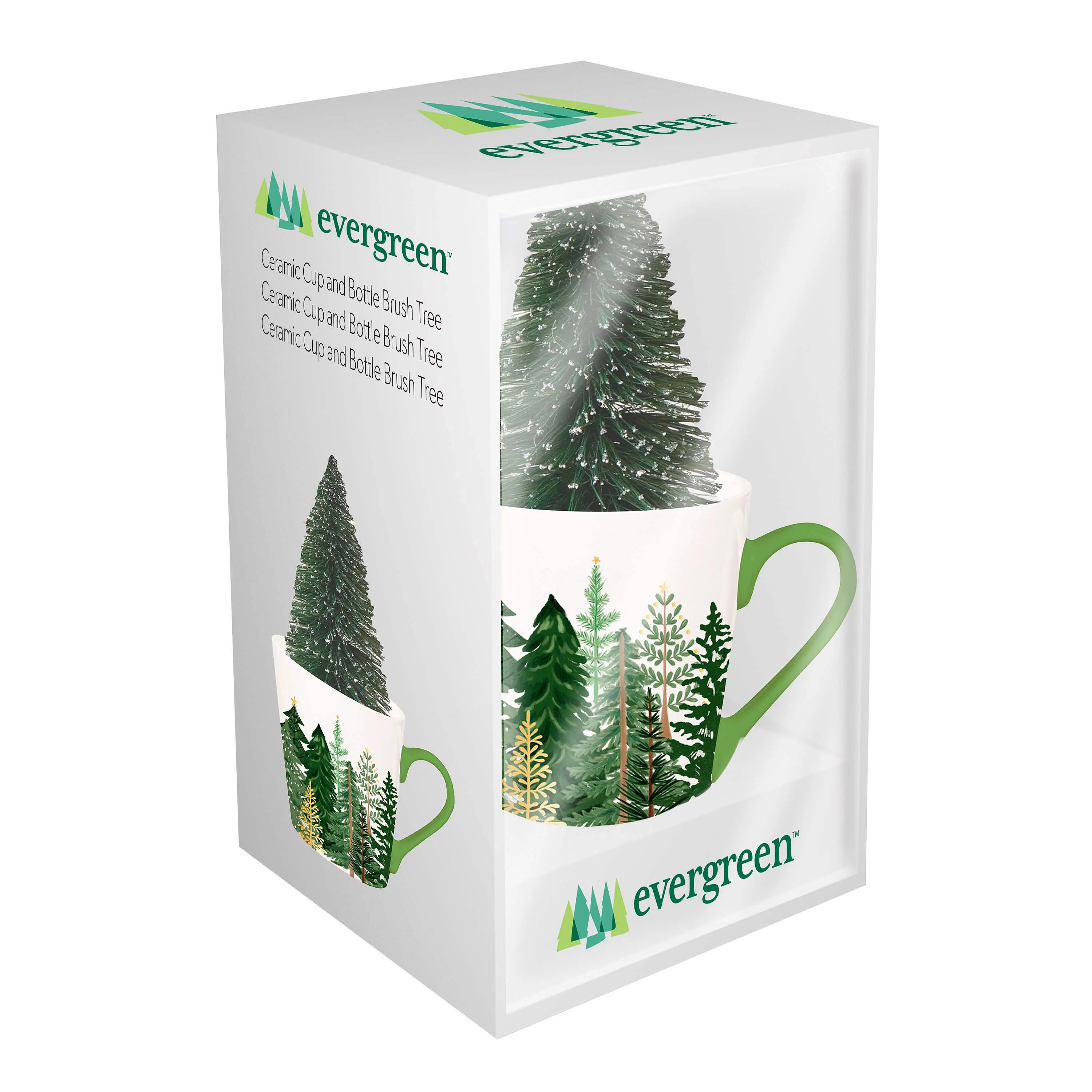 Shades of Emerald Drinkware Gift Set Ceramic Flare Cup and Bottle Brush Tree, 12oz, Gift Box - Image 2