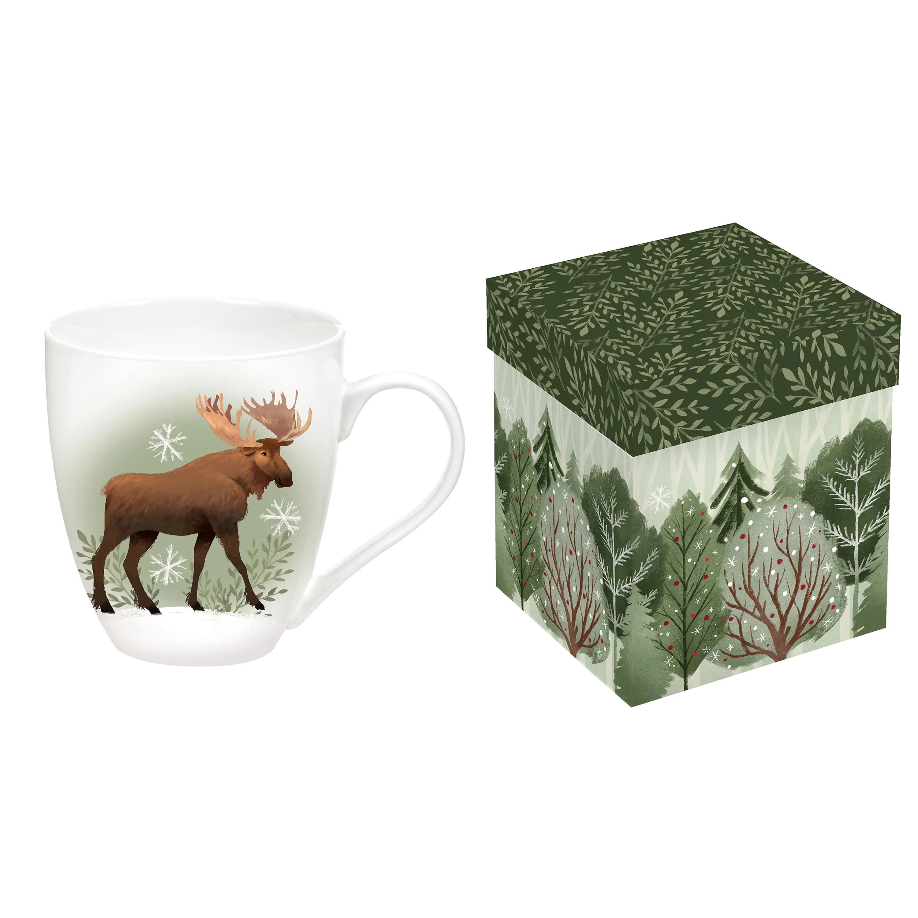 Woodland Storybook Coffee Cup Ceramic Cup O' Java, Moose, 17oz, Gift Box - Image 2