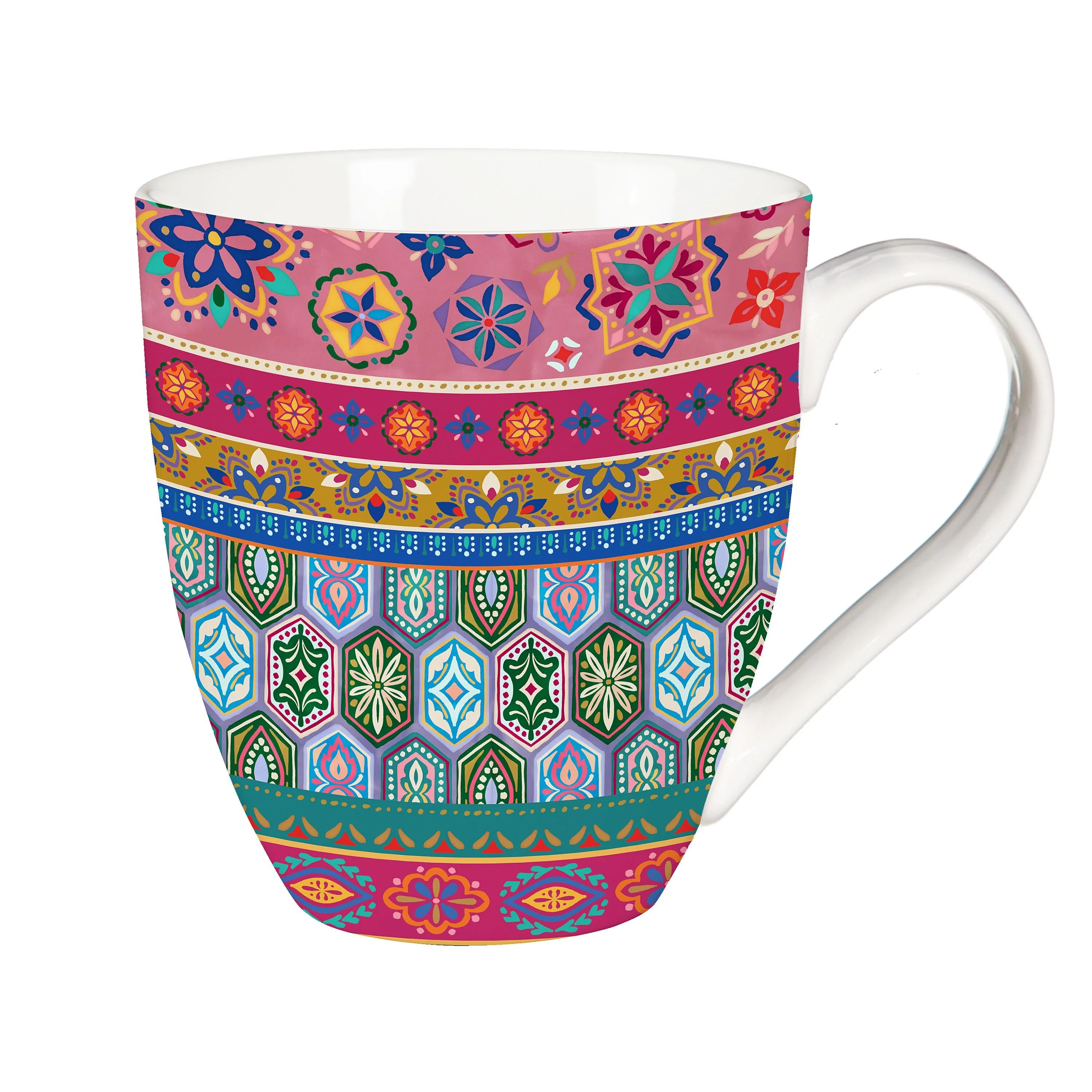 Geometric Tapestry Ceramic Cup O' Java, 17oz, Gift Box - Image 2