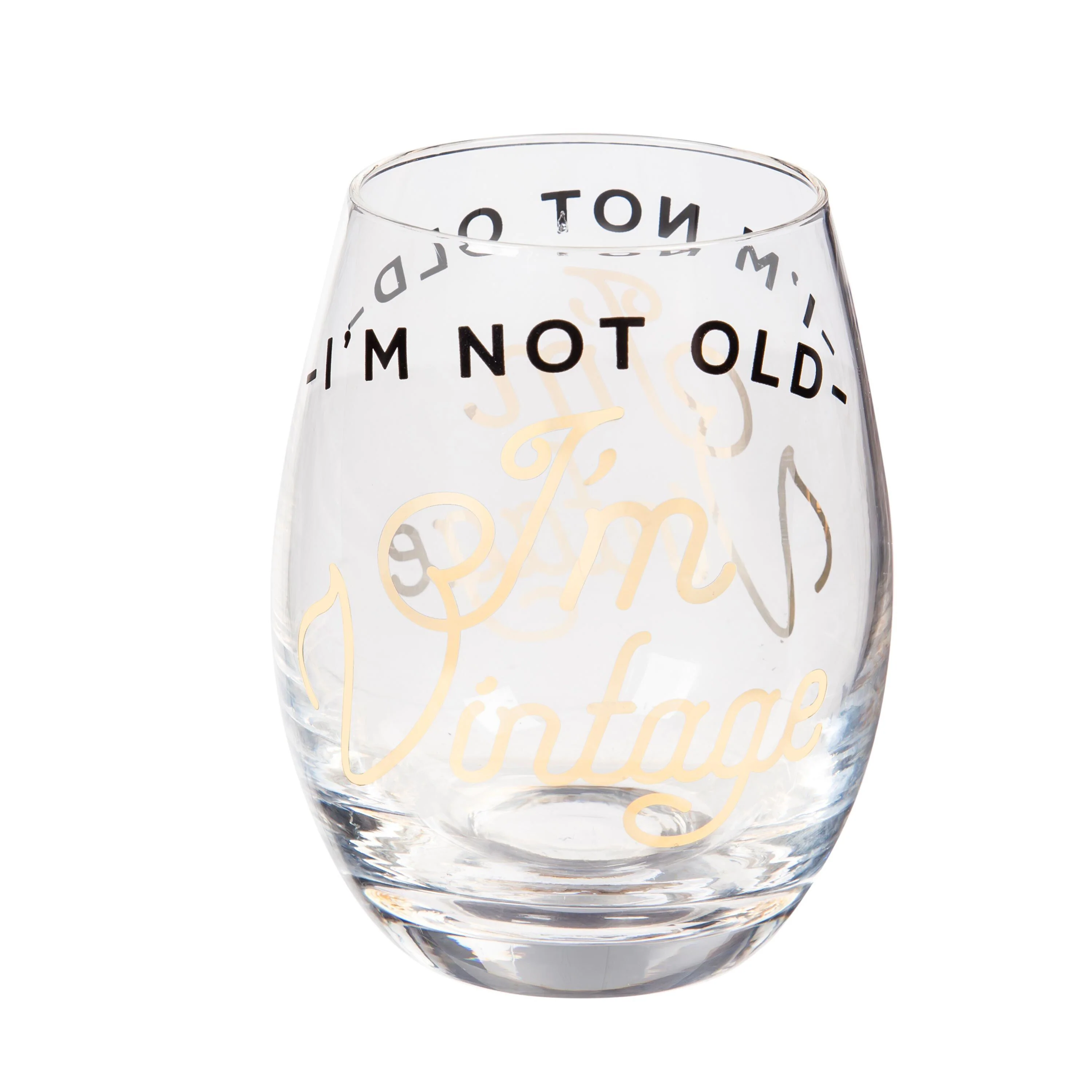 Just for Laughs Wine Glass Stemless Glass, I'm Not Old I'm Vintage, 17oz, Gift Box - Image 5