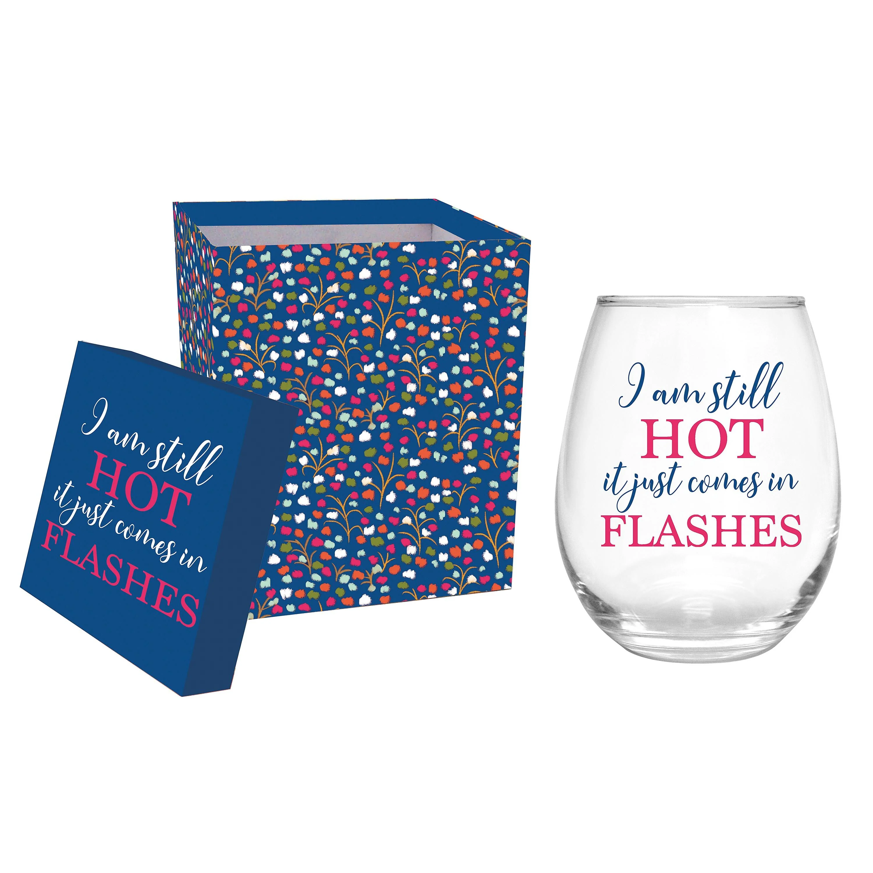 Just for Laughs Wine Glass Stemless Glass, I Am Still Hot, 17oz, Gift Box - Image 3