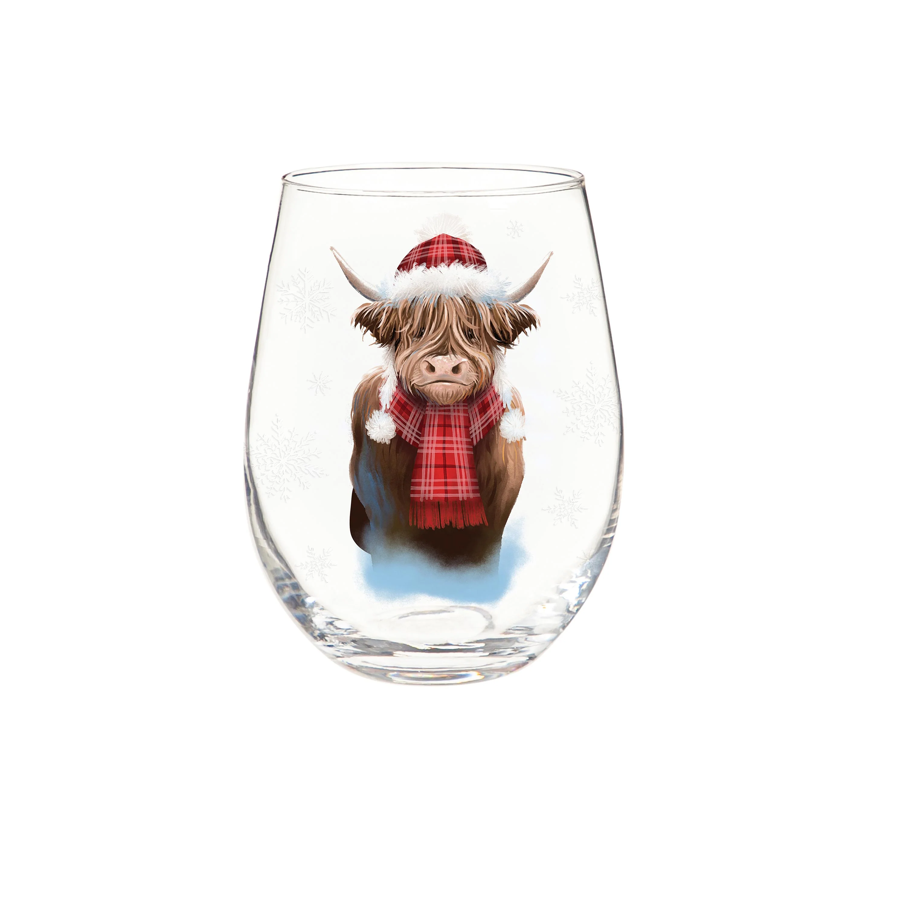 Holly Homestead Wine Glass Stemless Glass, Highland Cow, 17oz, Gift Box - Image 3
