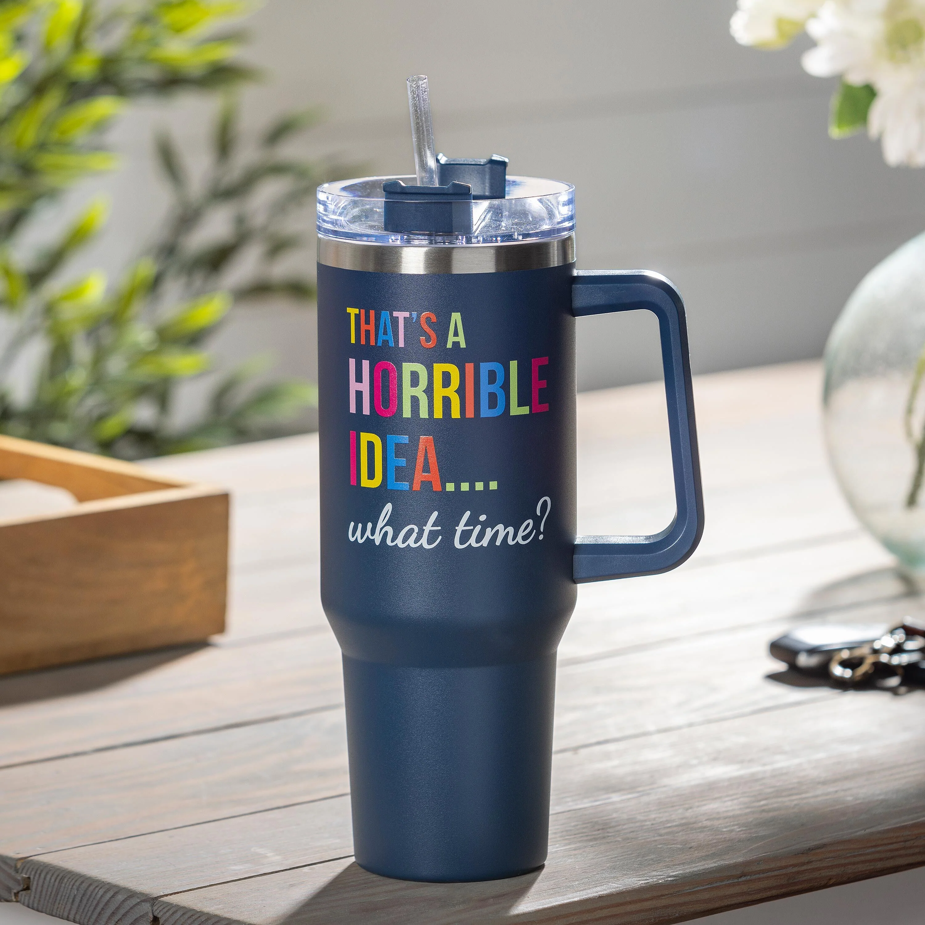 Tumbler Stainless-Steel Canyon Cup w/ Straw, That's A Horrible Idea Canyon Cup, 40oz, Gift Box - Image 2