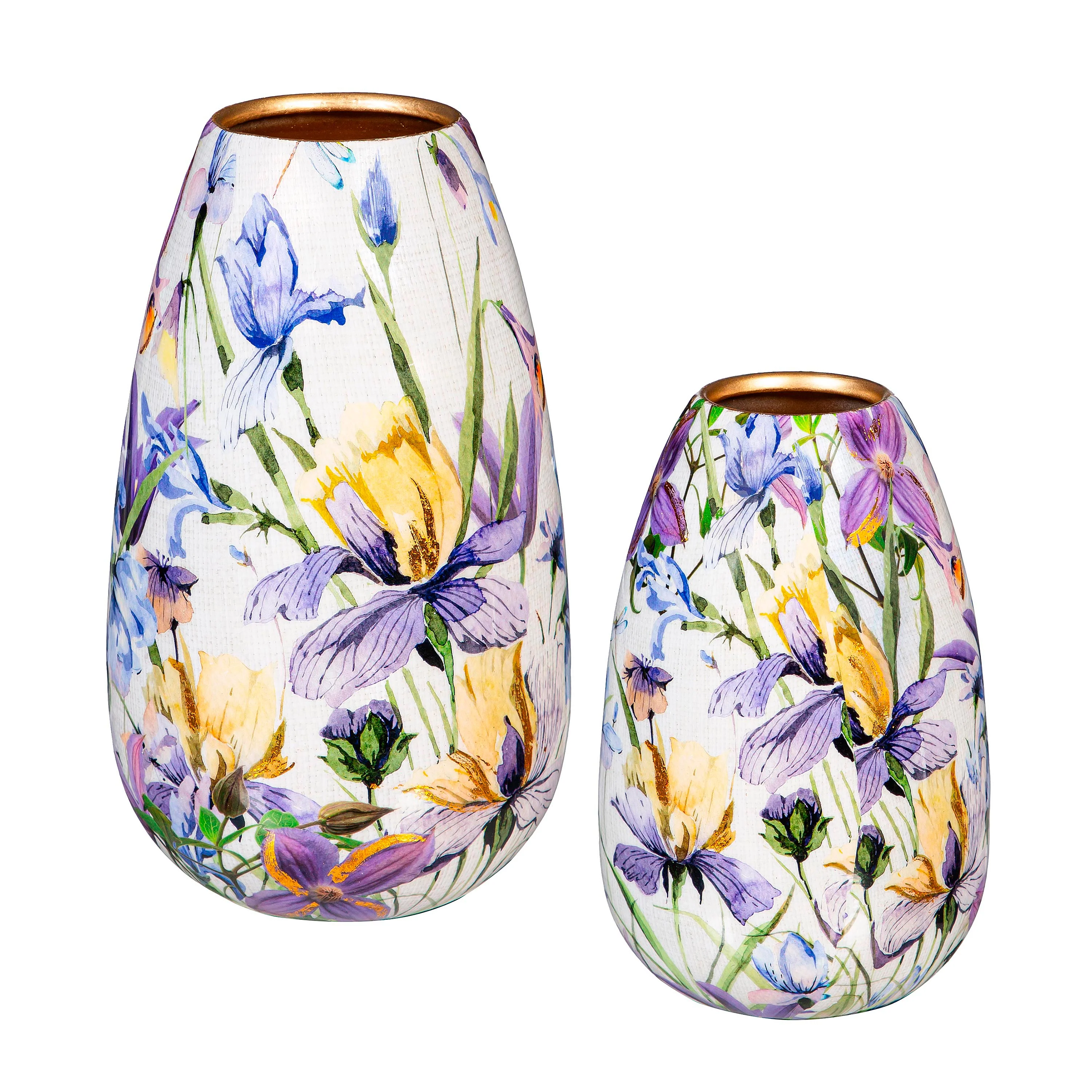 Golden Lilac Metal Vase Set - Image 2