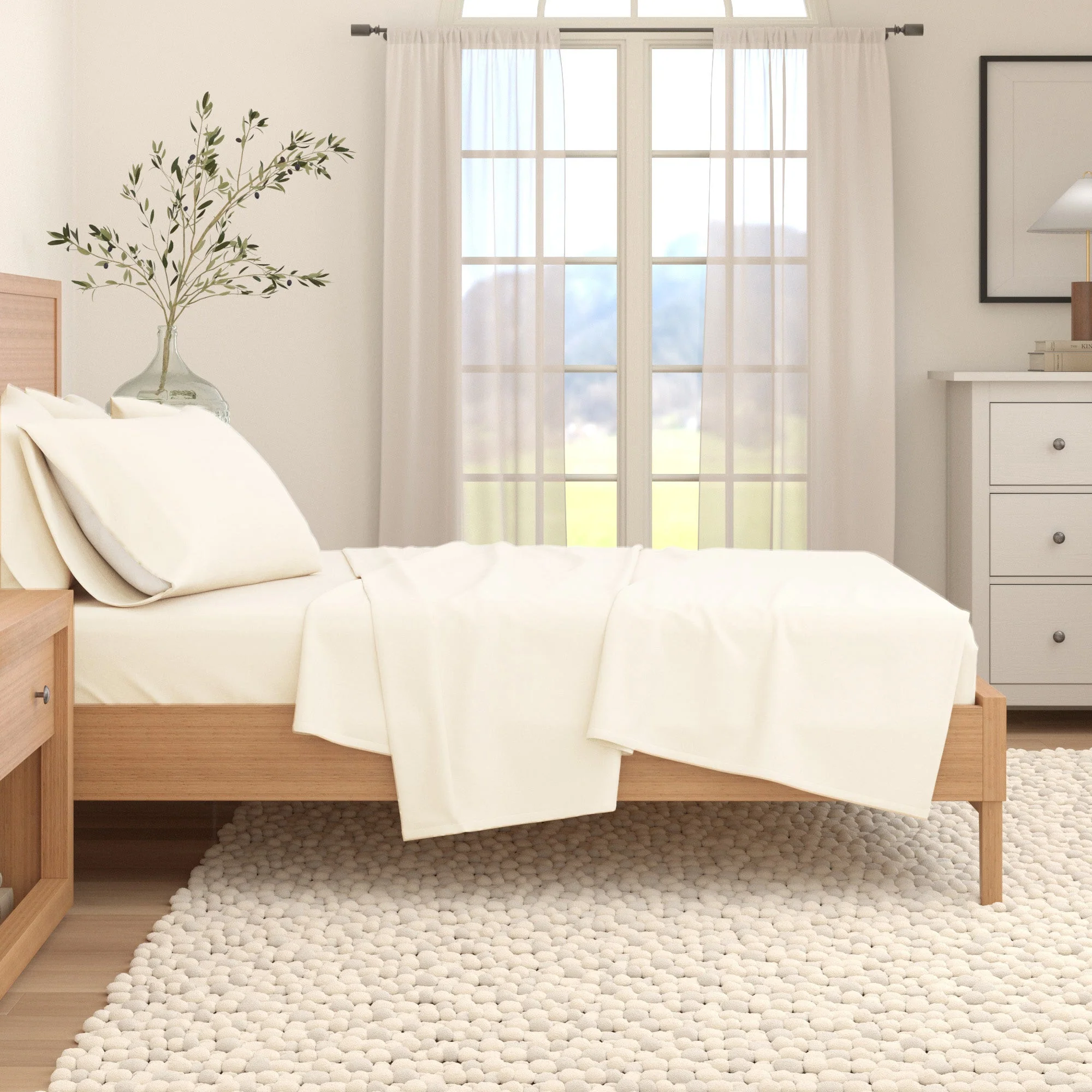 4-Piece Cotton Solid Flannel Sheet - Nordic Collection - Image 12