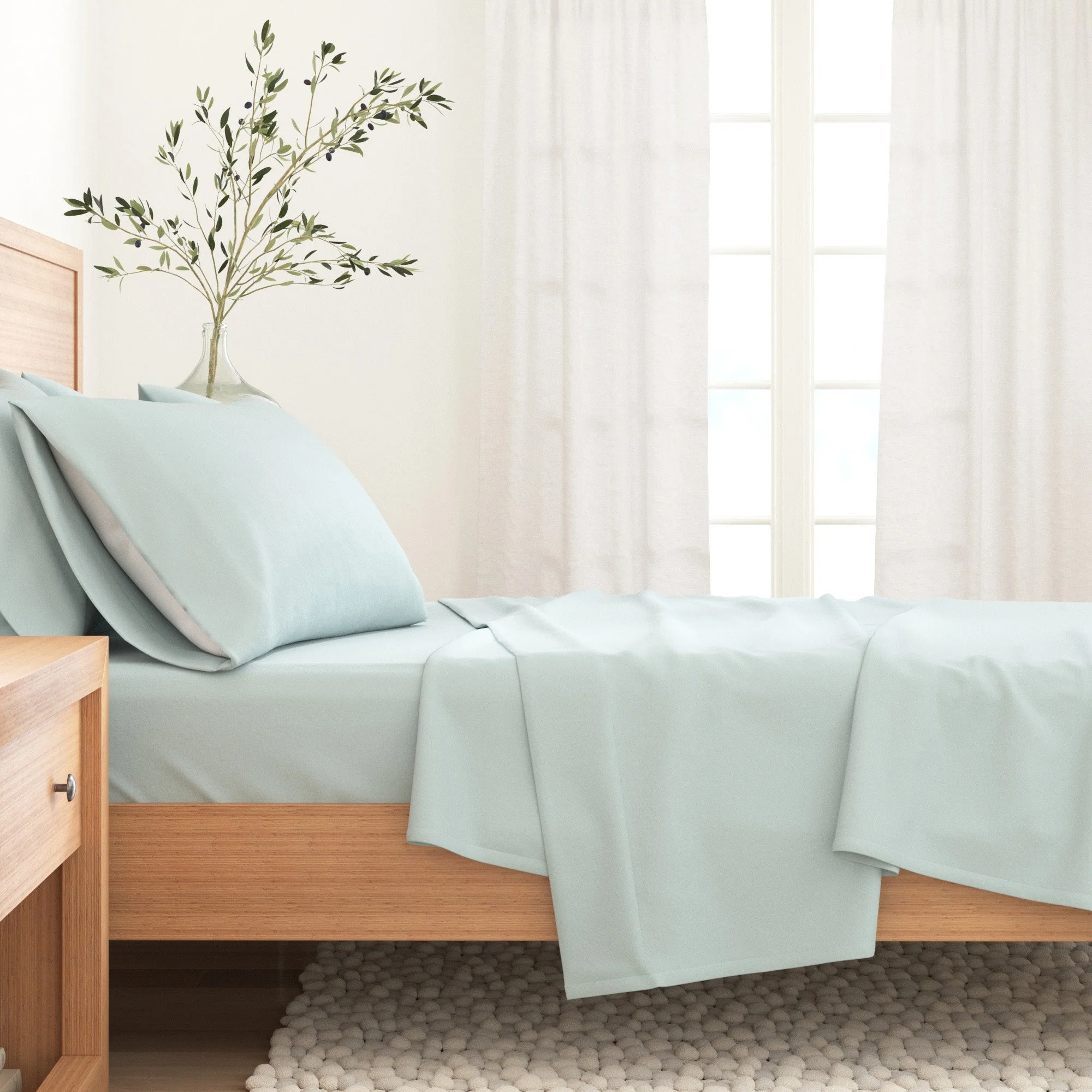 4-Piece Cotton Solid Flannel Sheet - Nordic Collection - Image 22