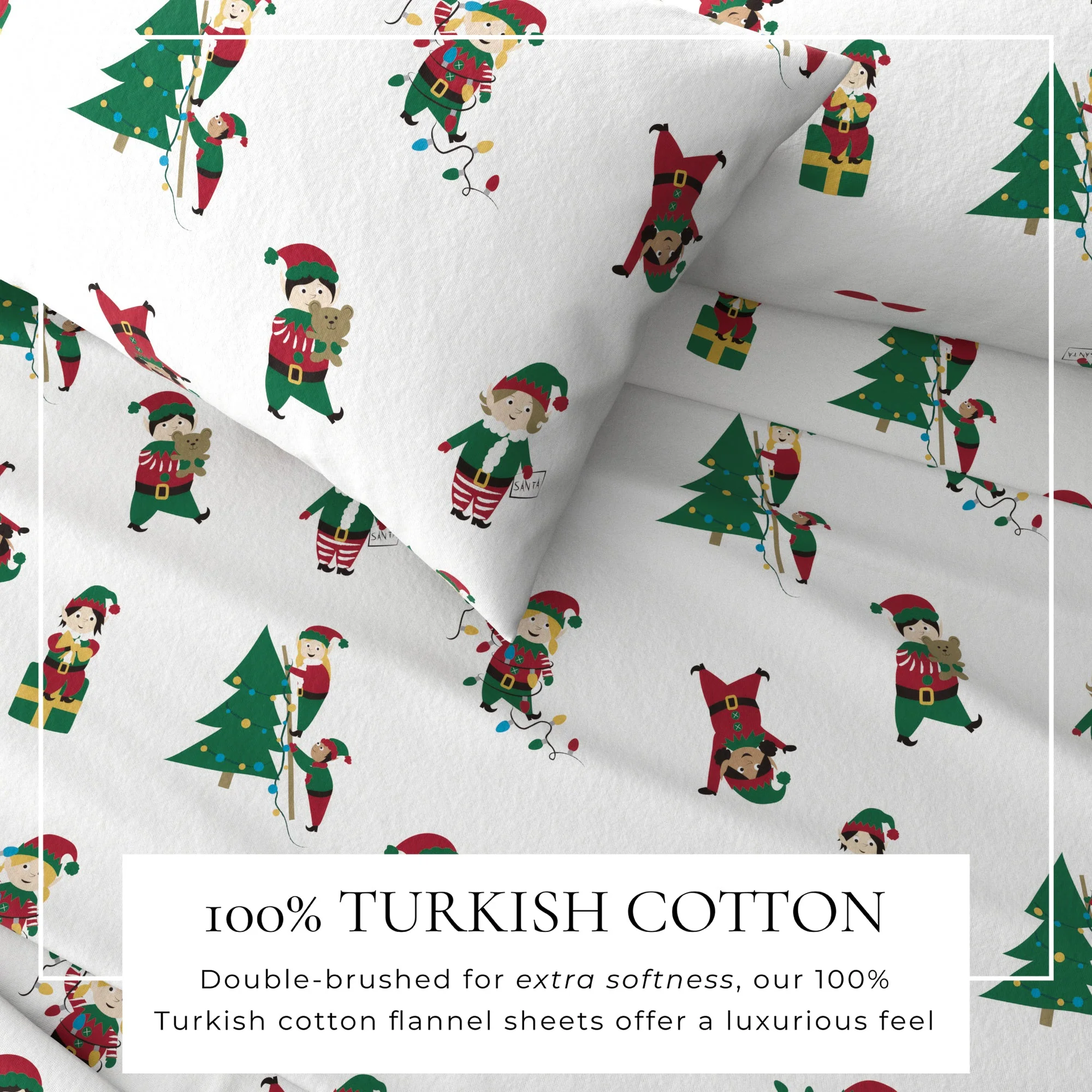 4-Piece Turkish Cotton Christmas Flannel Sheet - Whittaker Collection - Image 31