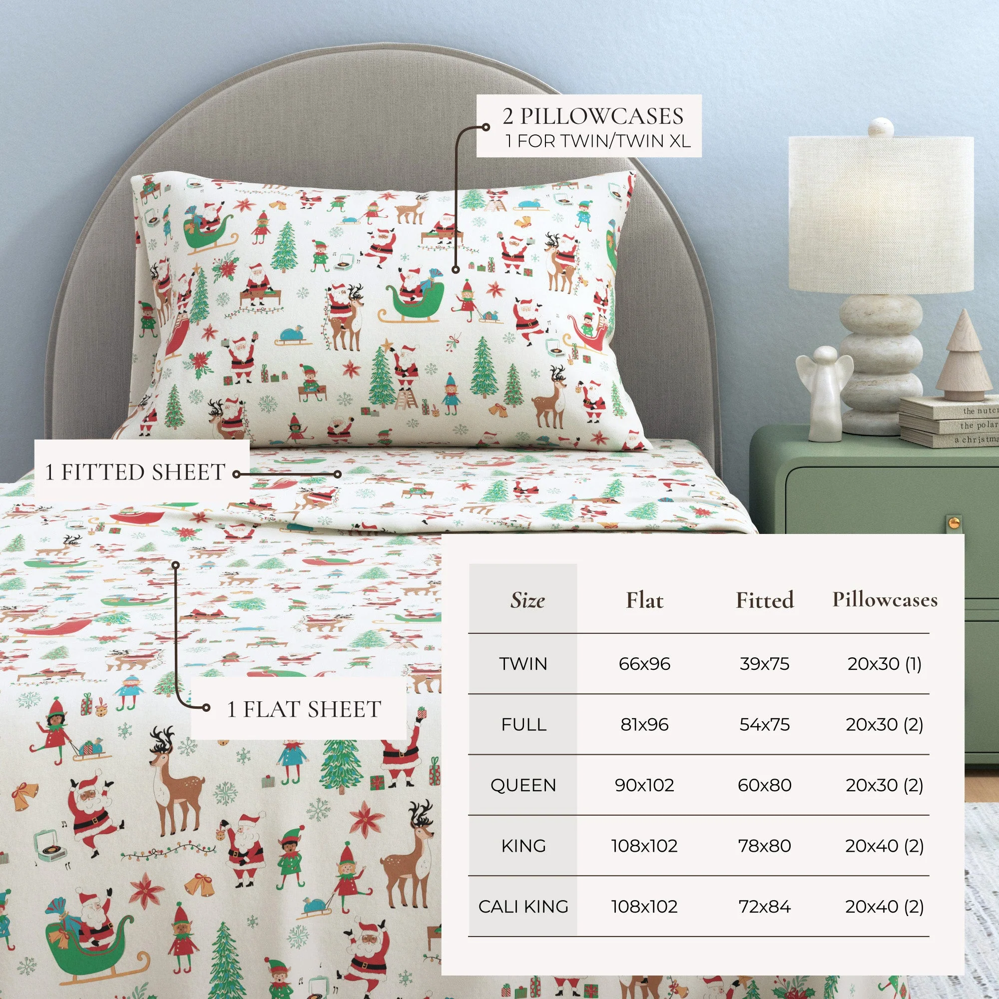 4-Piece Turkish Cotton Christmas Flannel Sheet - Whittaker Collection - Image 66