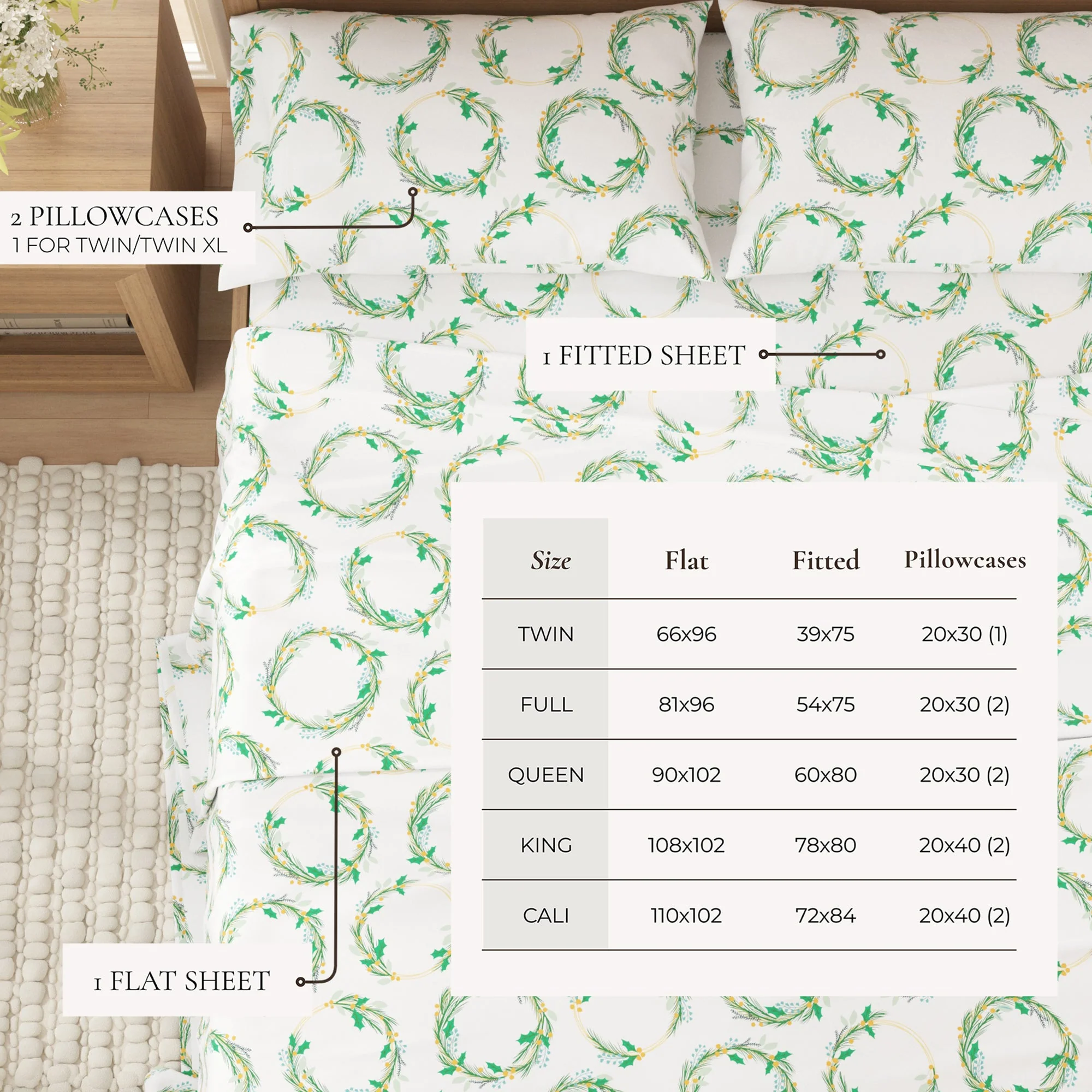 4-Piece Turkish Cotton Flannel Sheet - Lakeview Collection - Image 67