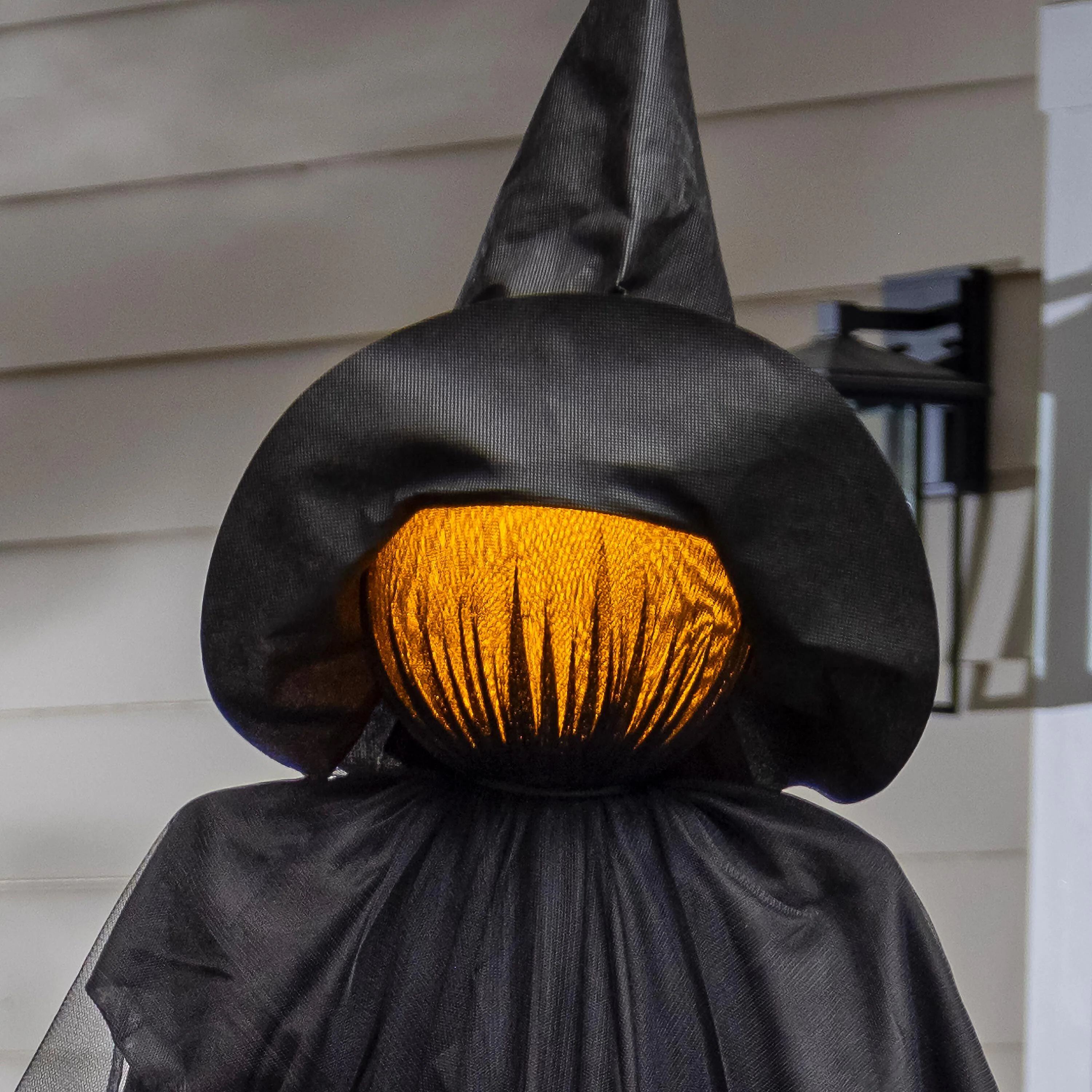 76" Witch Lighted Fabric Garden Stake with Orange Bow - Image 3
