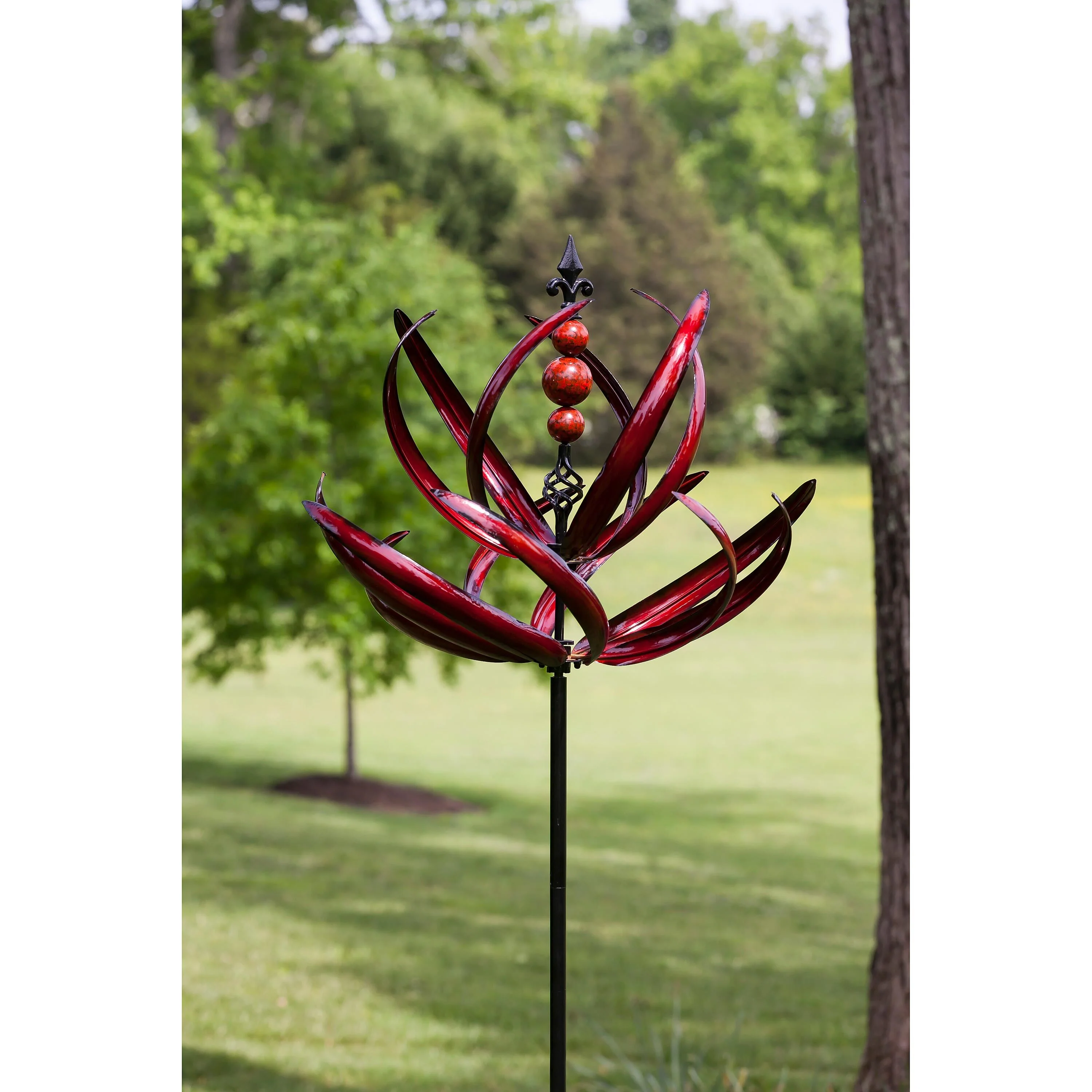 Crimson Lotus Metal Wind Spinner - Image 2