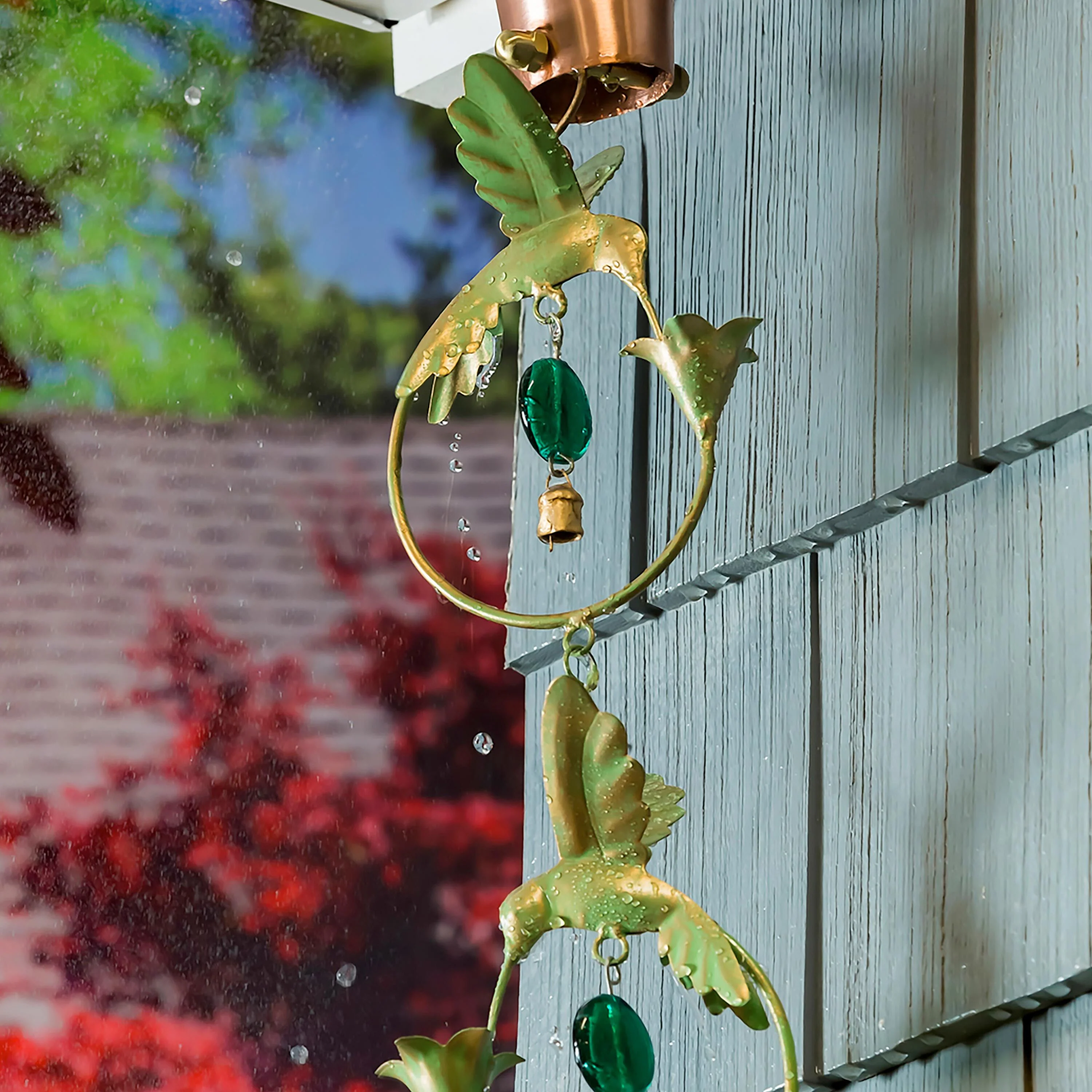 70"H Hummingbird Circles with Bead Accents Rain Chain