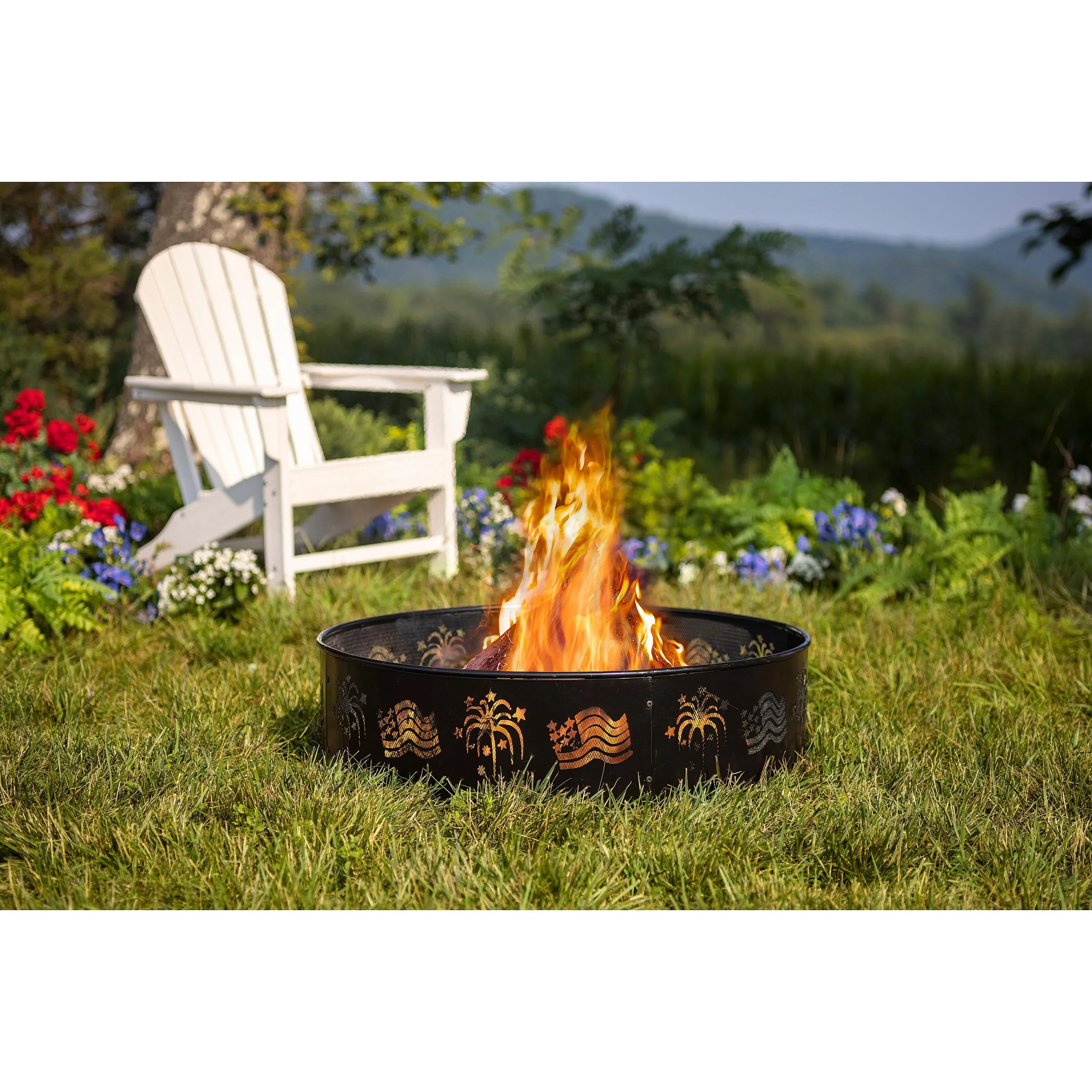 Flags and Fireworks Metal Fire Ring - Image 4