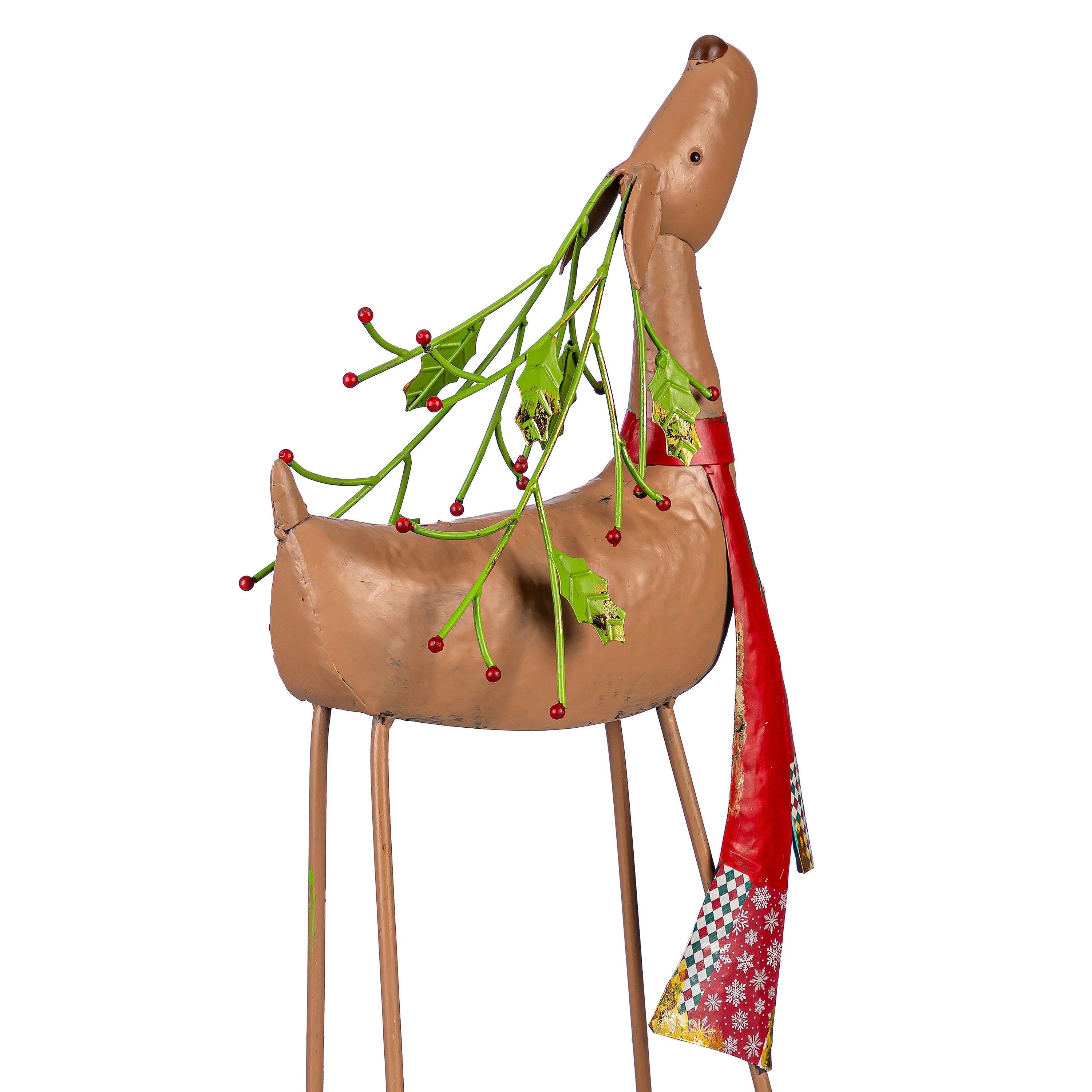 Red Scarf Deer Metal Garden Statue, 22" H - Image 3