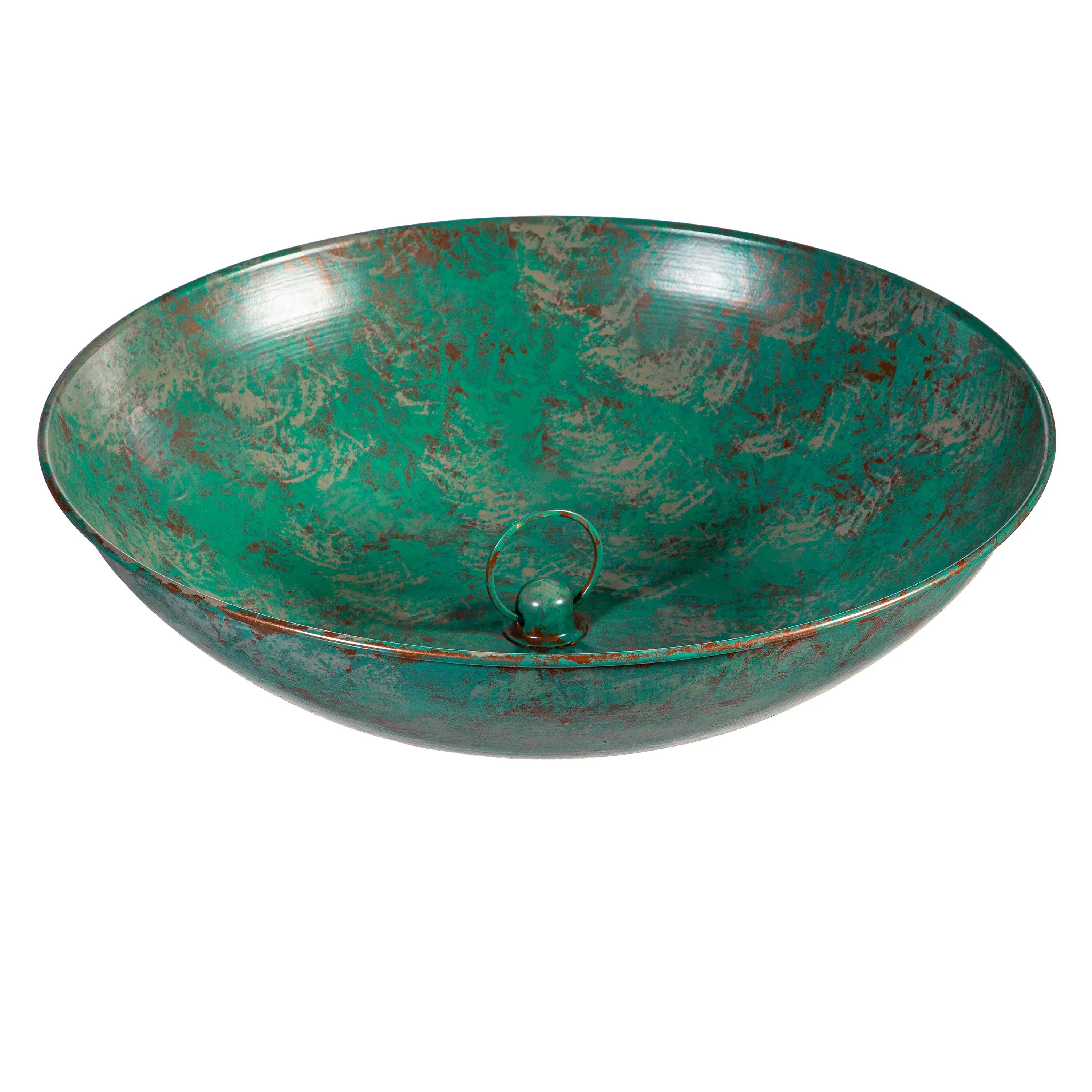 Green Metal Verdigris Rain Chain Basin - Image 2
