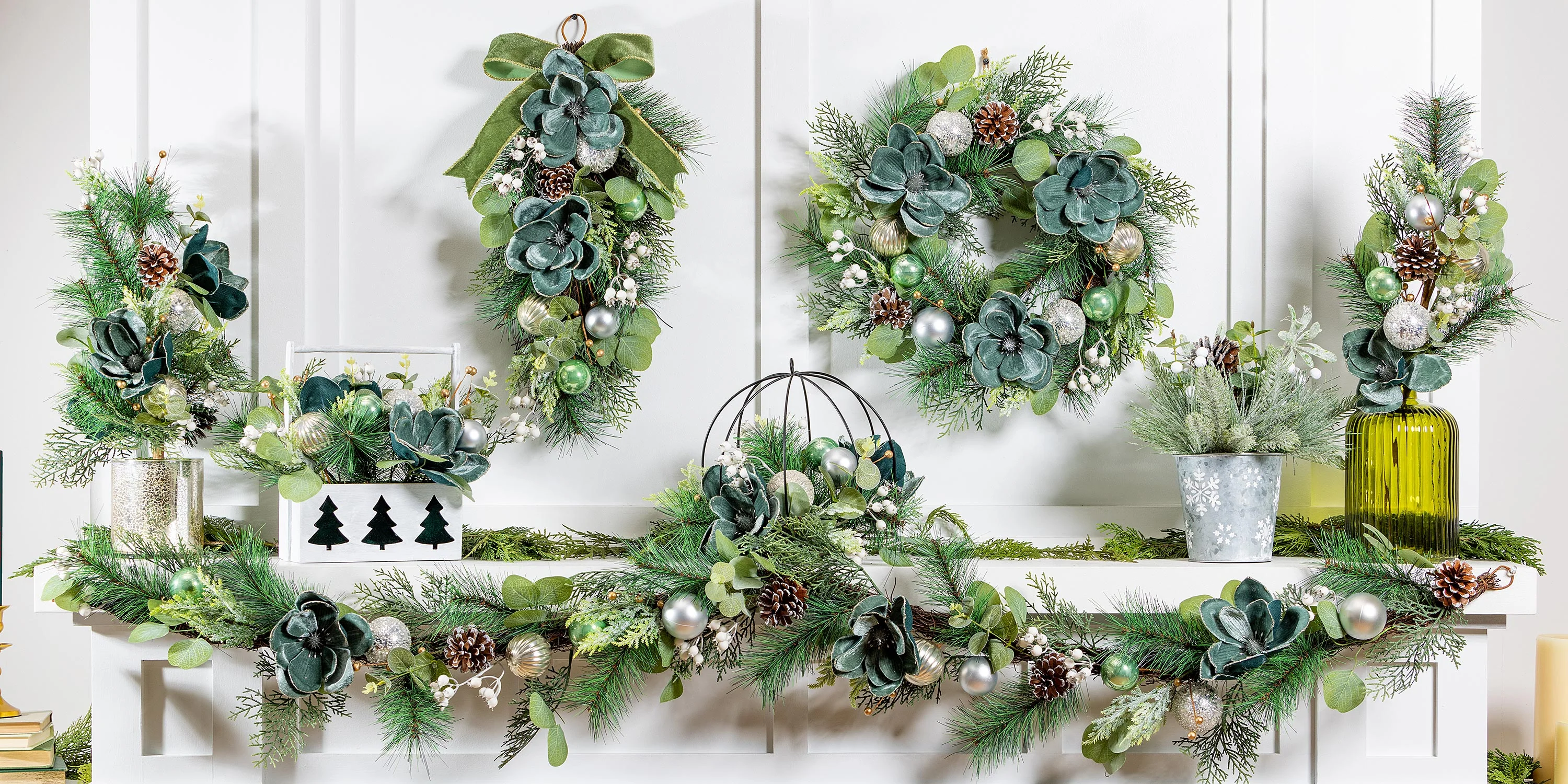 Artificial in Pot with Ornaments Floral Tree Table Decor, 24"H - Image 3