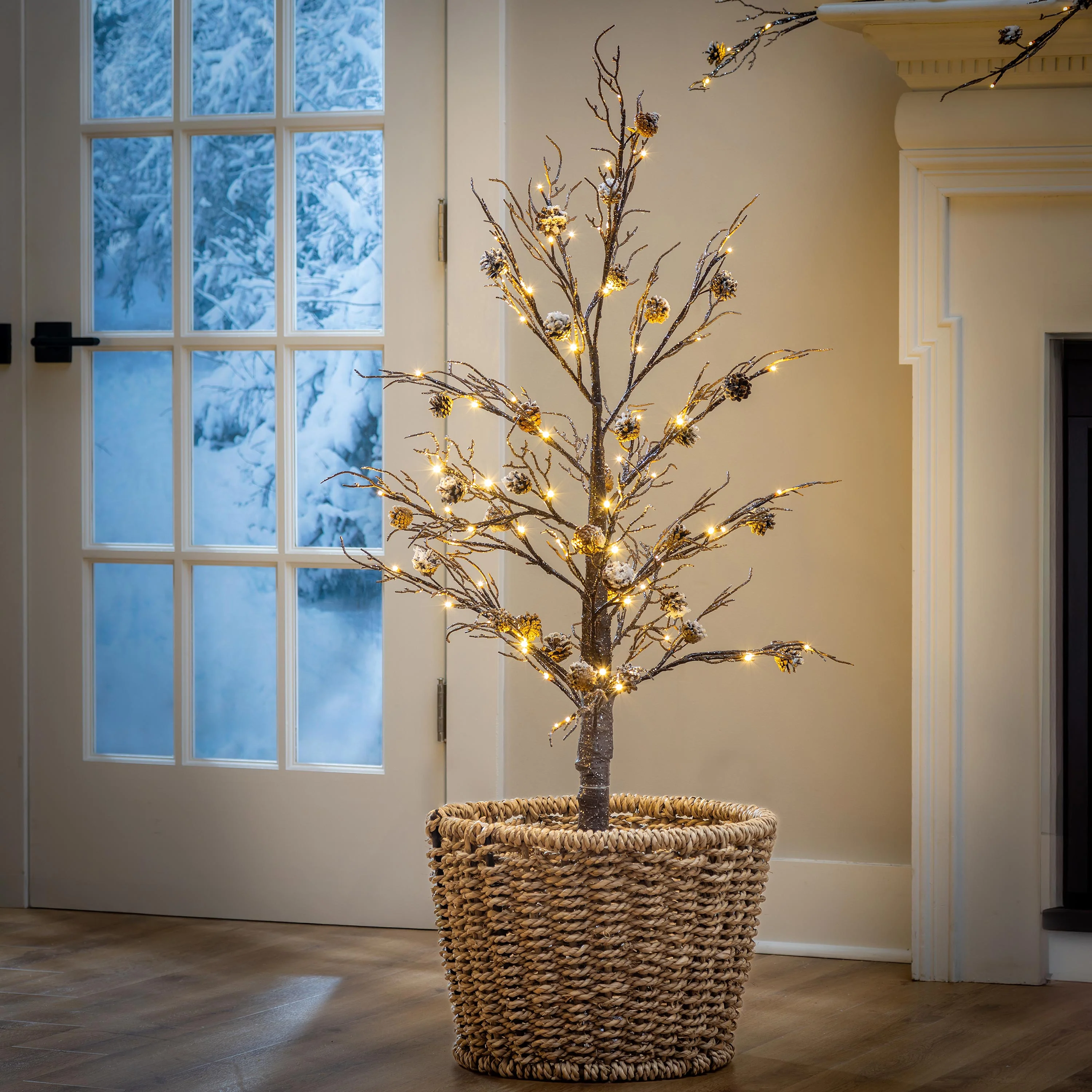 Winter Grove Tree Pine Cone Frosted Indoor/Outdoor LED Tree, 48"H