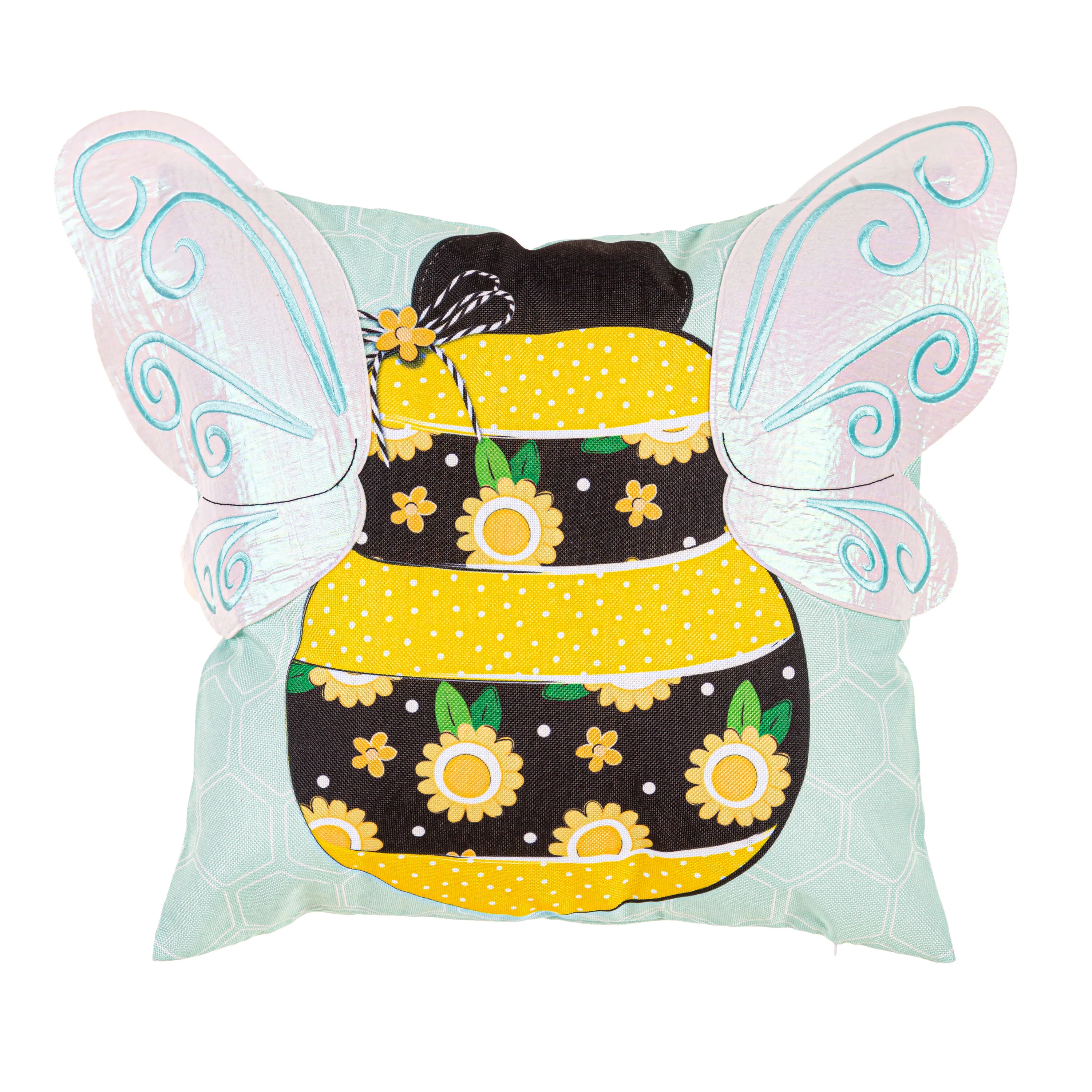 Home Sweet Home Bee Applique Wings 18" Interchangeable Pillow Cover - Image 3