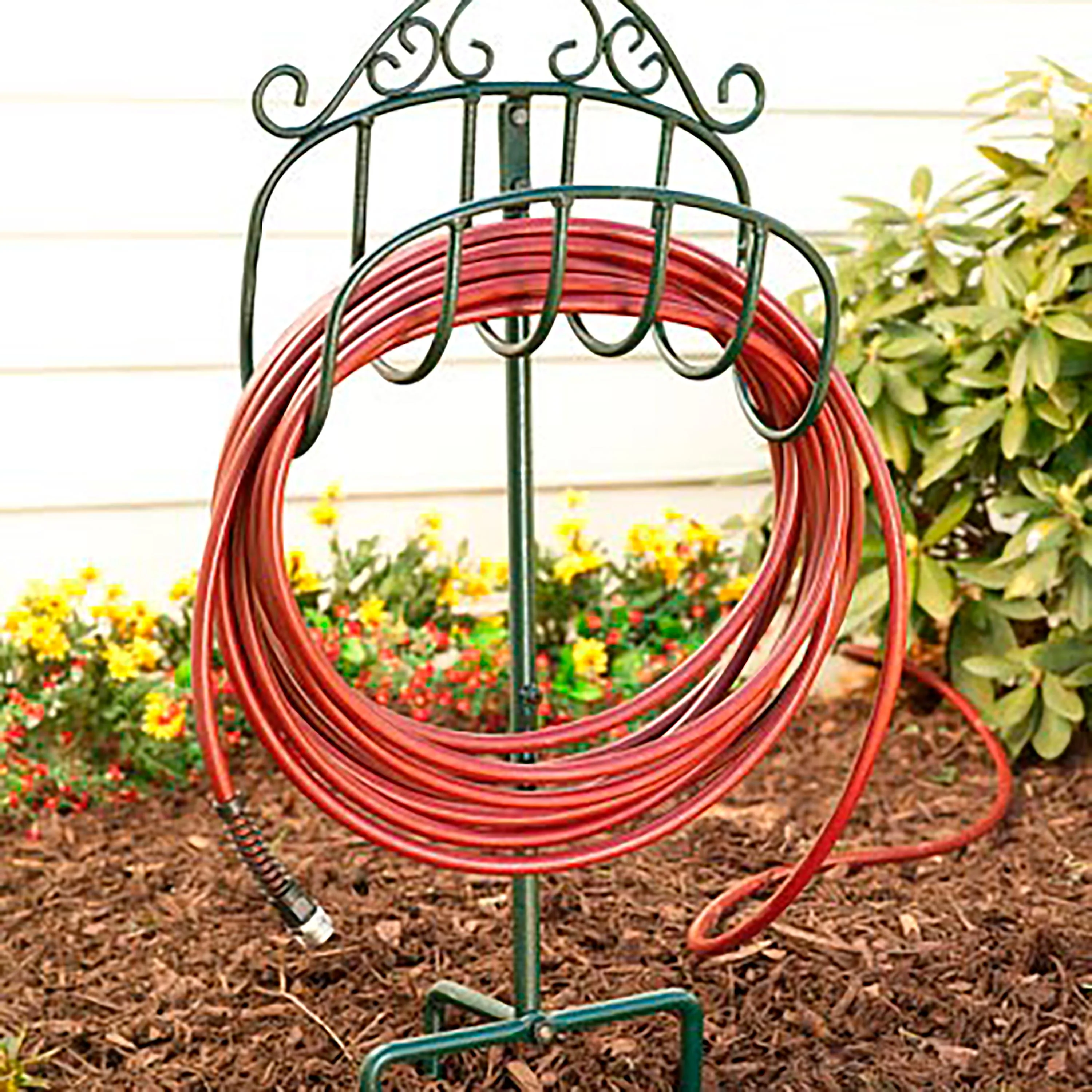 Wrought Iron Hose Holder with Ground Stake