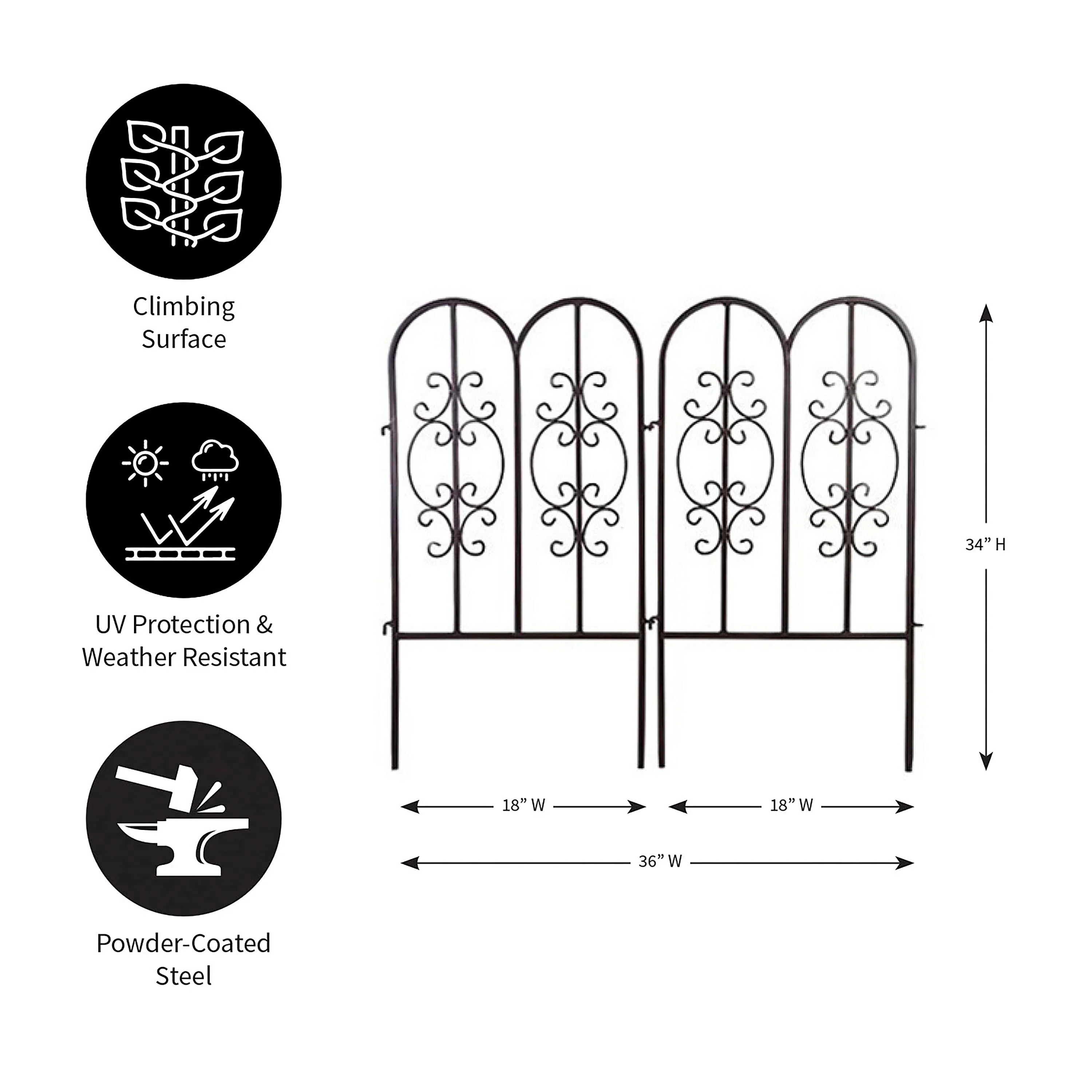 Montebello Iron Garden Fencing, Set of 2 - Image 4