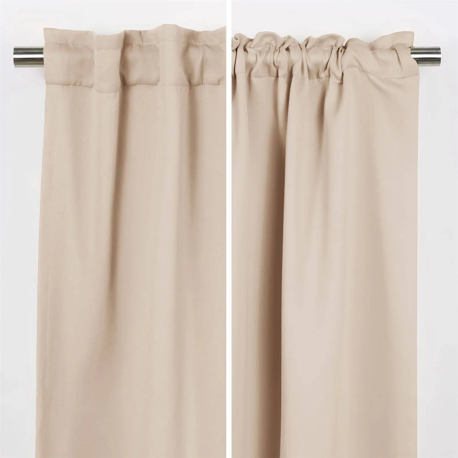 52 x 84 inch Solid Beige Cream Thermal Blackout Curtain Panels - Set of 2 - Image 3