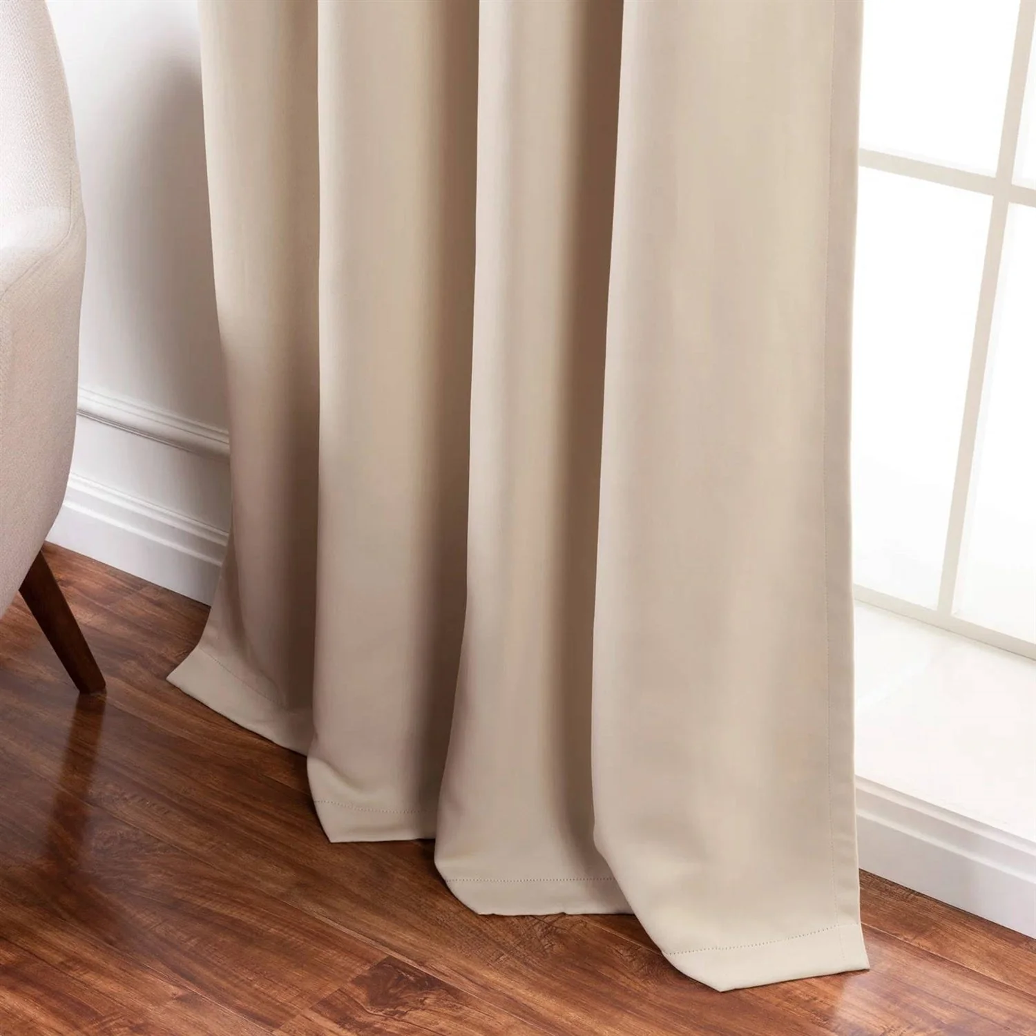 52 x 84 inch Solid Beige Cream Thermal Blackout Curtain Panels - Set of 2 - Image 4