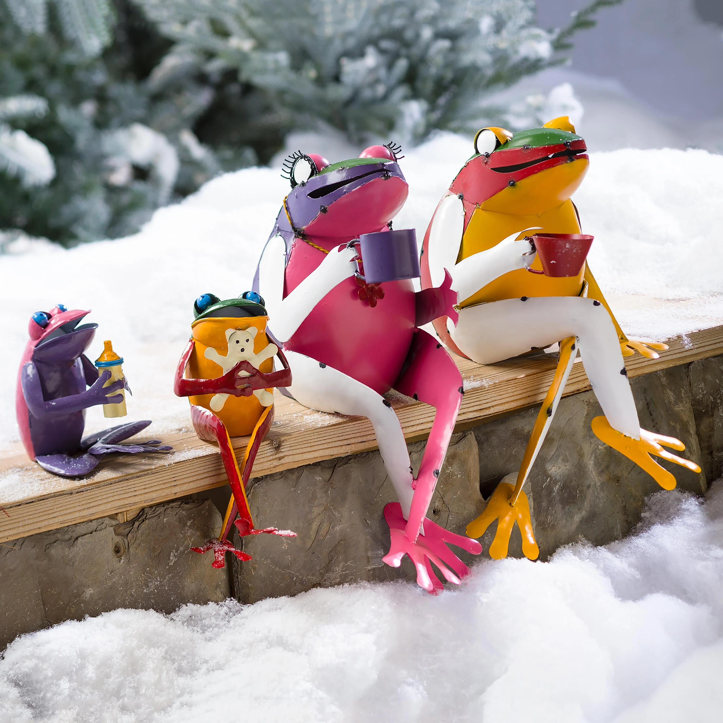 Recycled Metal Coffee Frog Garden Art - Image 3