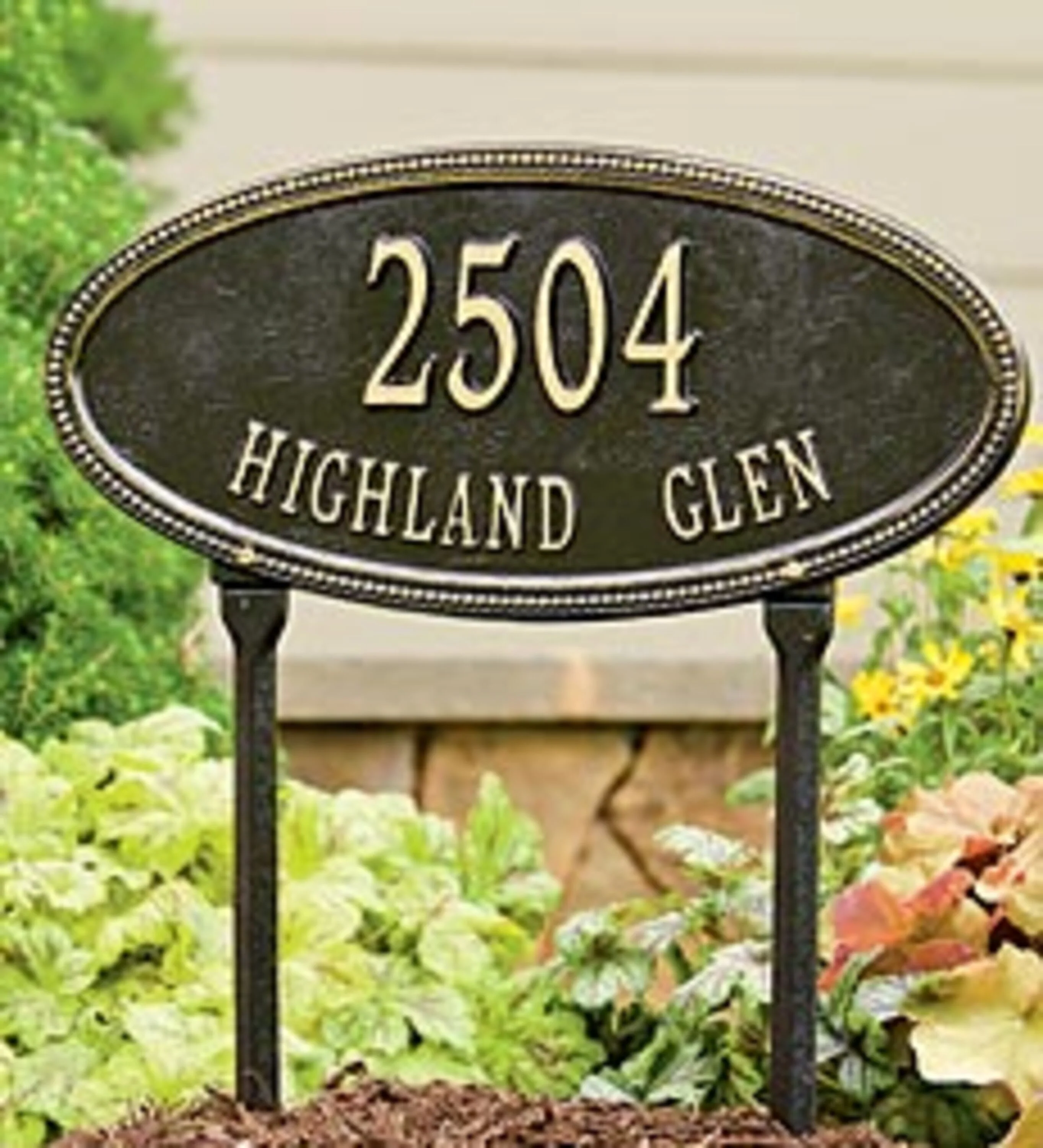 Beaded Oval Lawn Personalized Address Plaque - Image 5