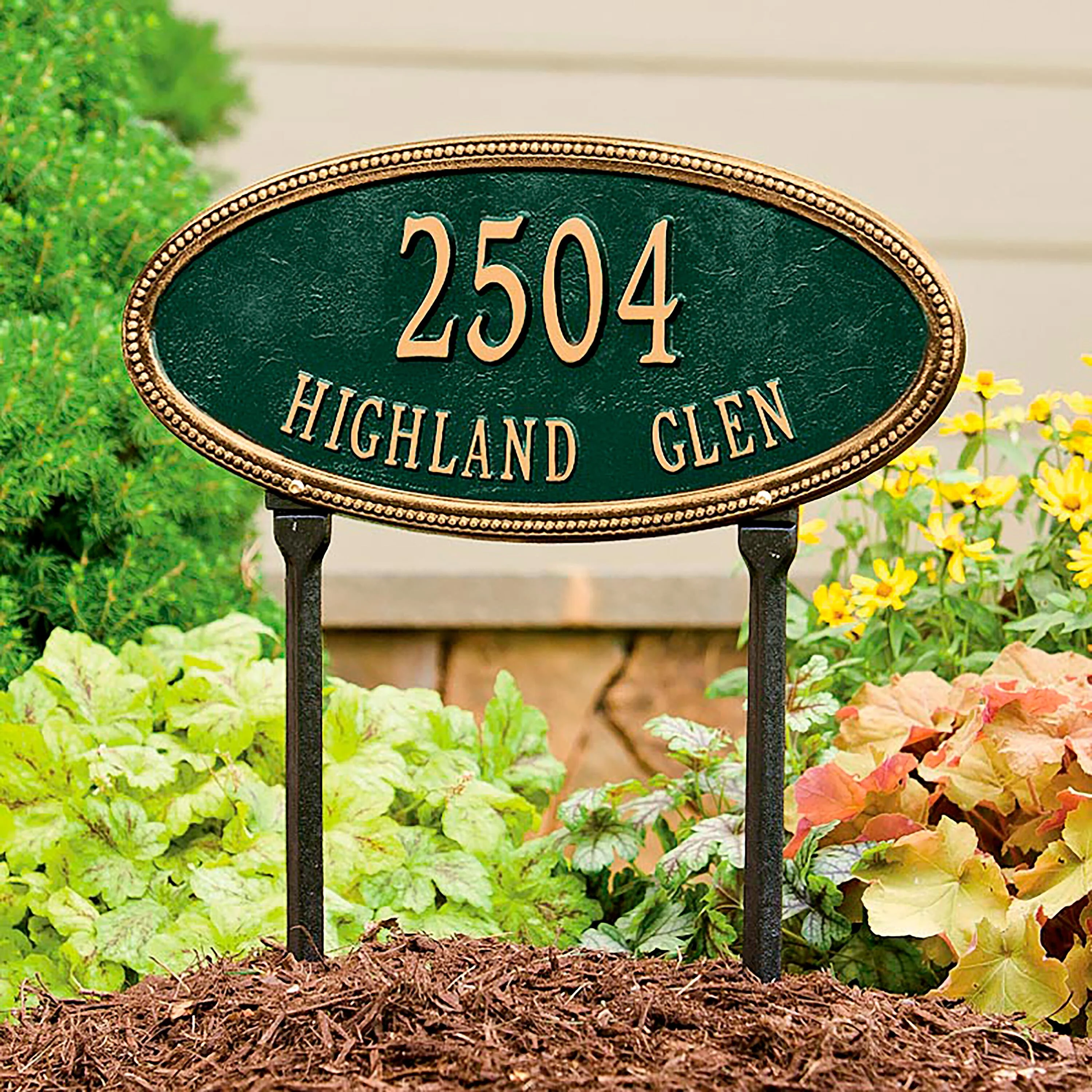 Beaded Oval Lawn Personalized Address Plaque - Image 6