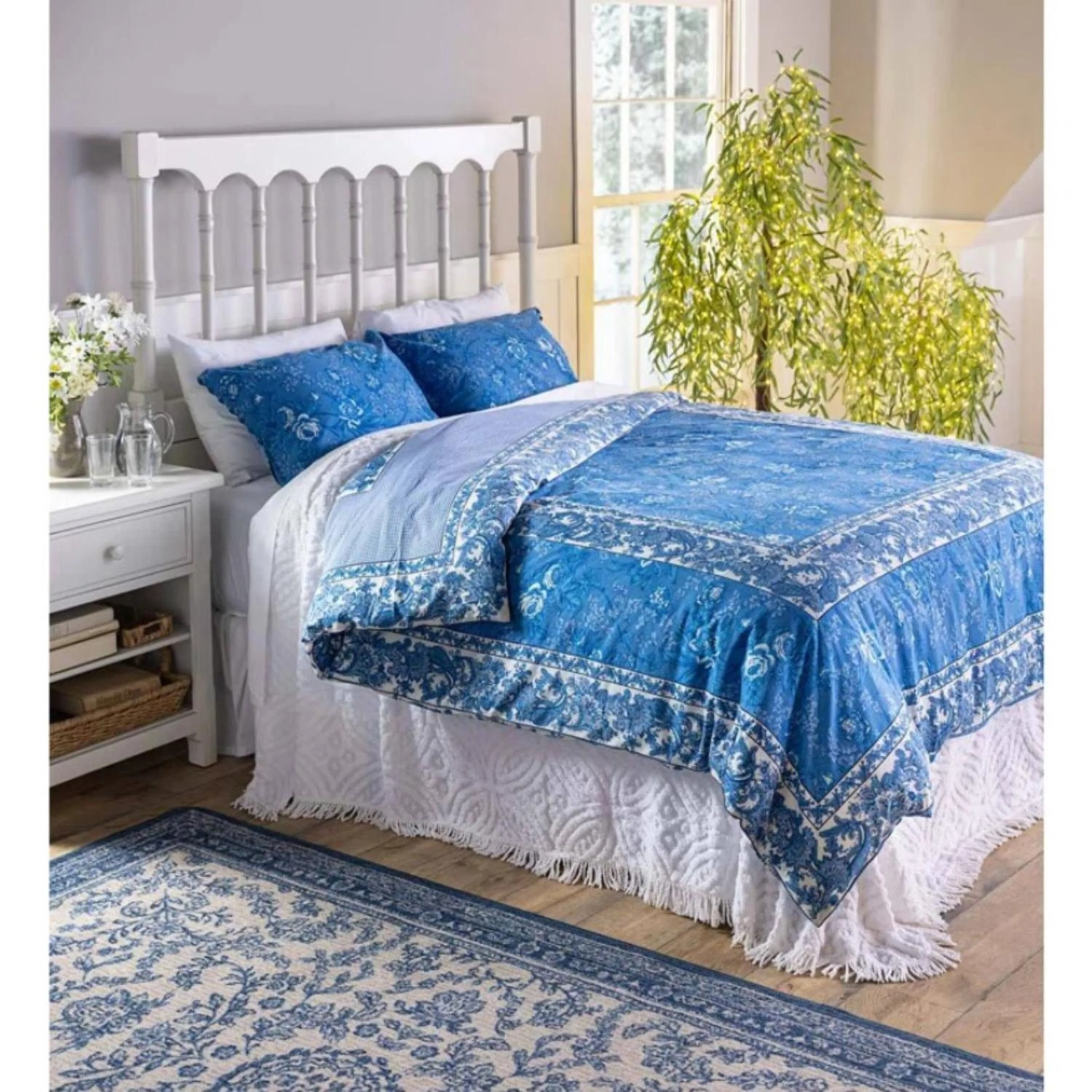 Porcelain Rose Blue Floral Reversible Bedding, King Duvet - Image 2
