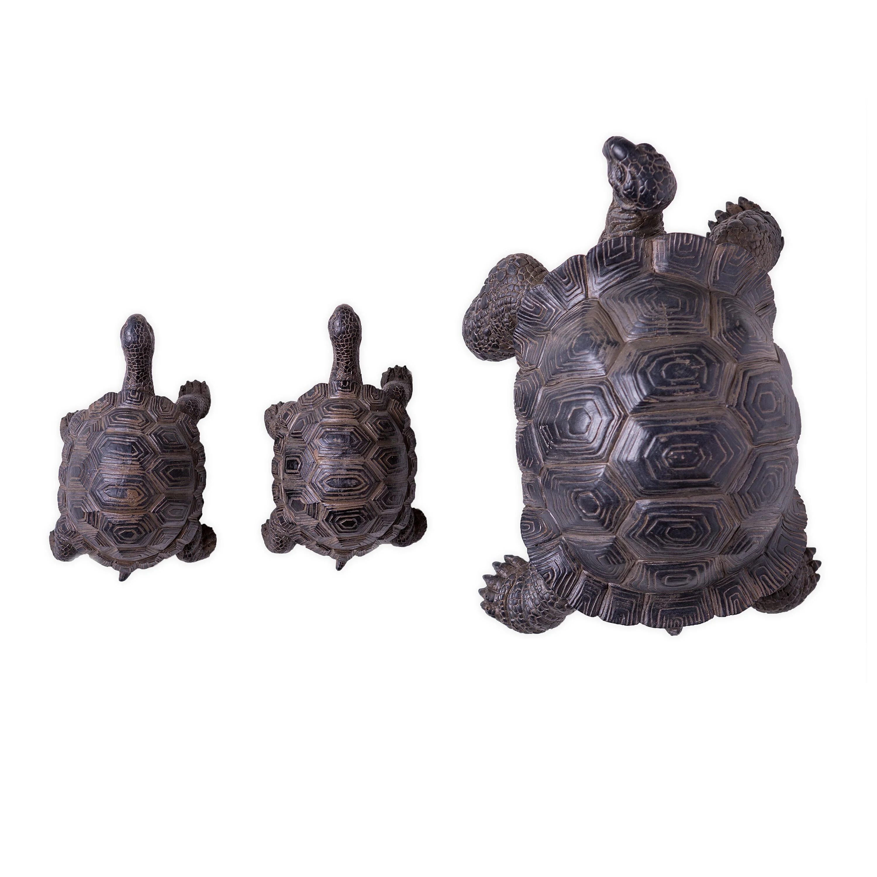 Mother Tortoise with Two Babies Resin Garden Accents - Image 4