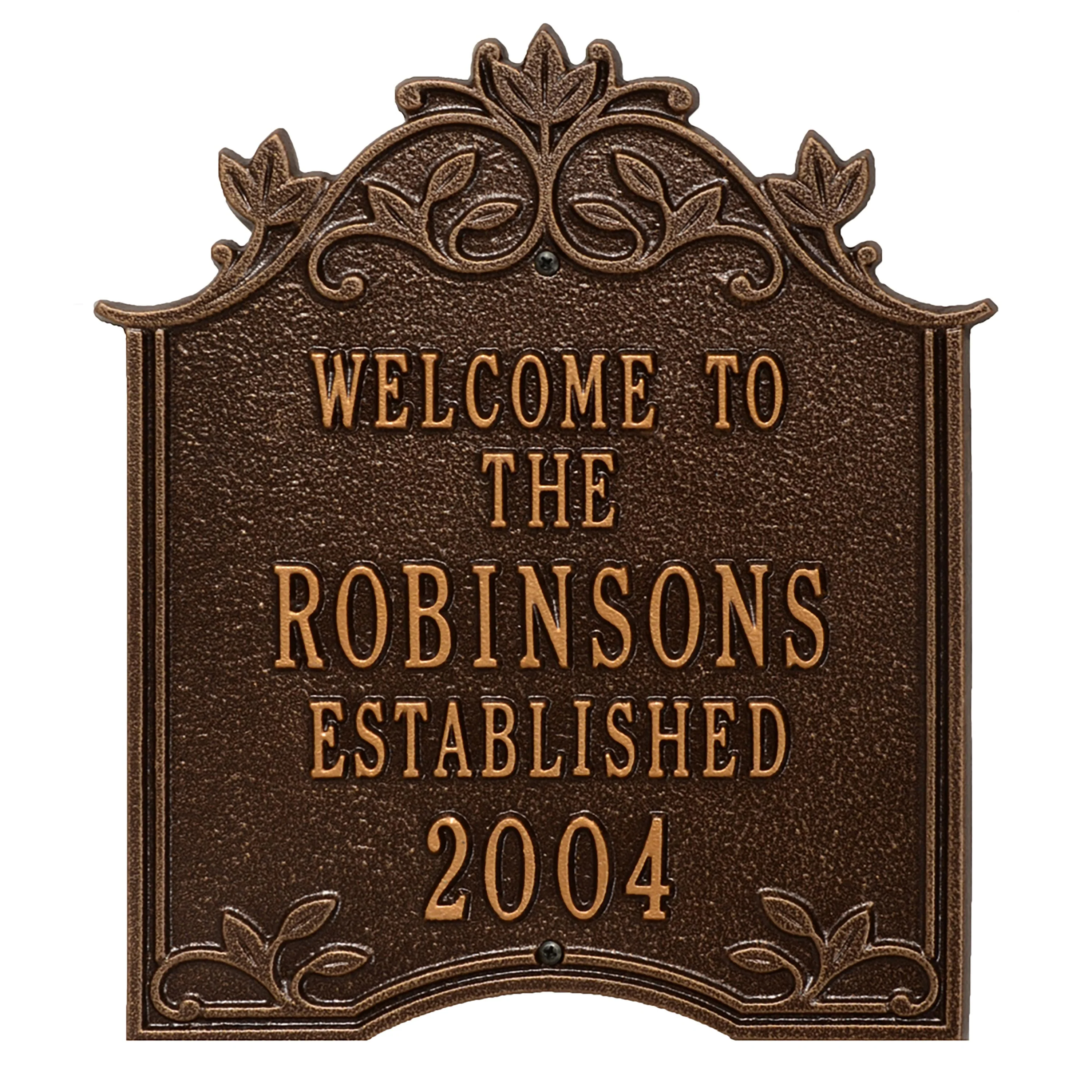 Aluminum Ivy Wedding Plaque