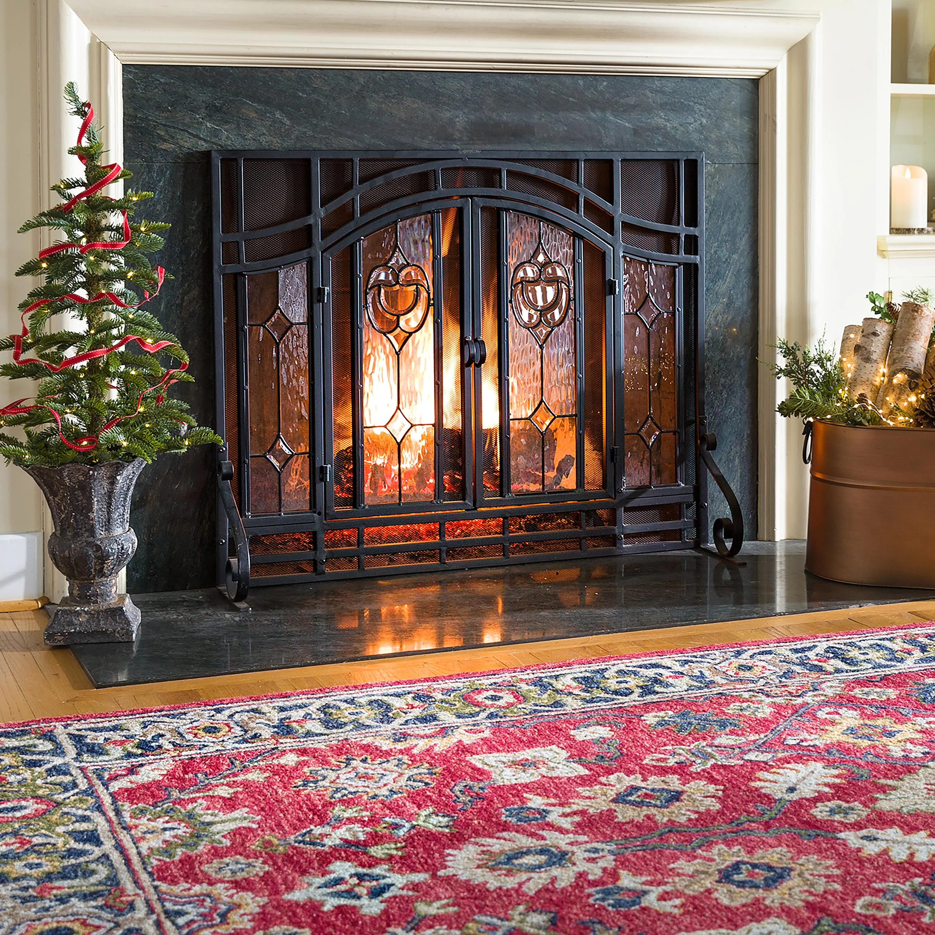 Willow Oaks Red Wool Border Rug - Image 2
