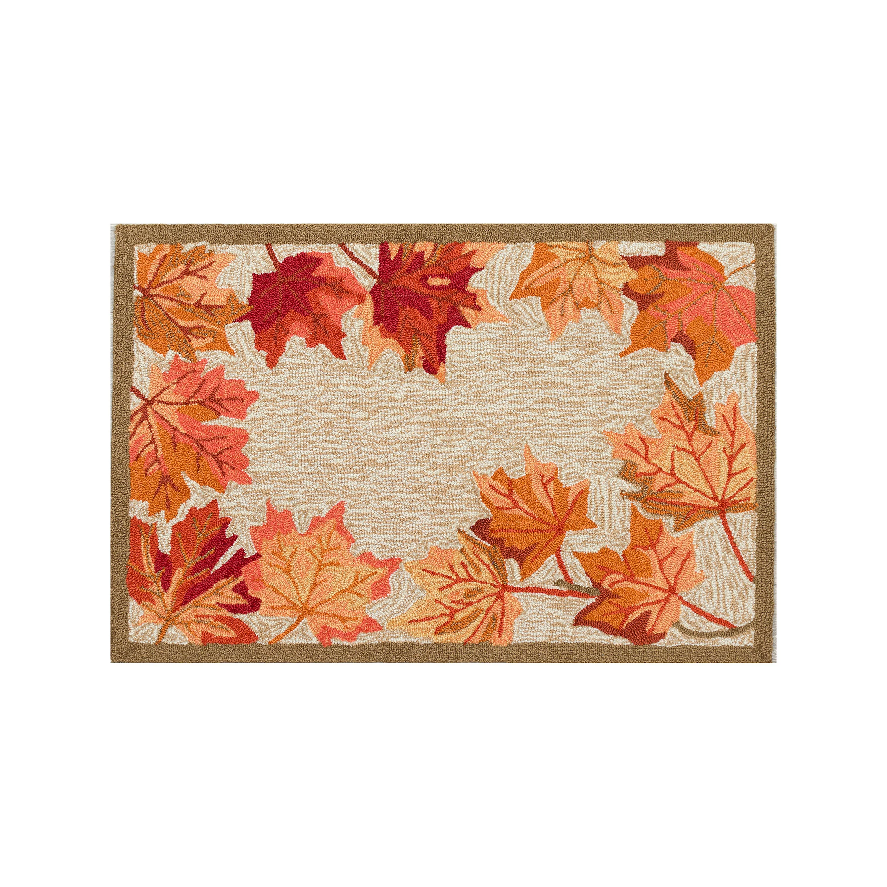 Indoor/Outdoor Falling Leaves Border Rug, 3'6" x 5'6" - Image 2