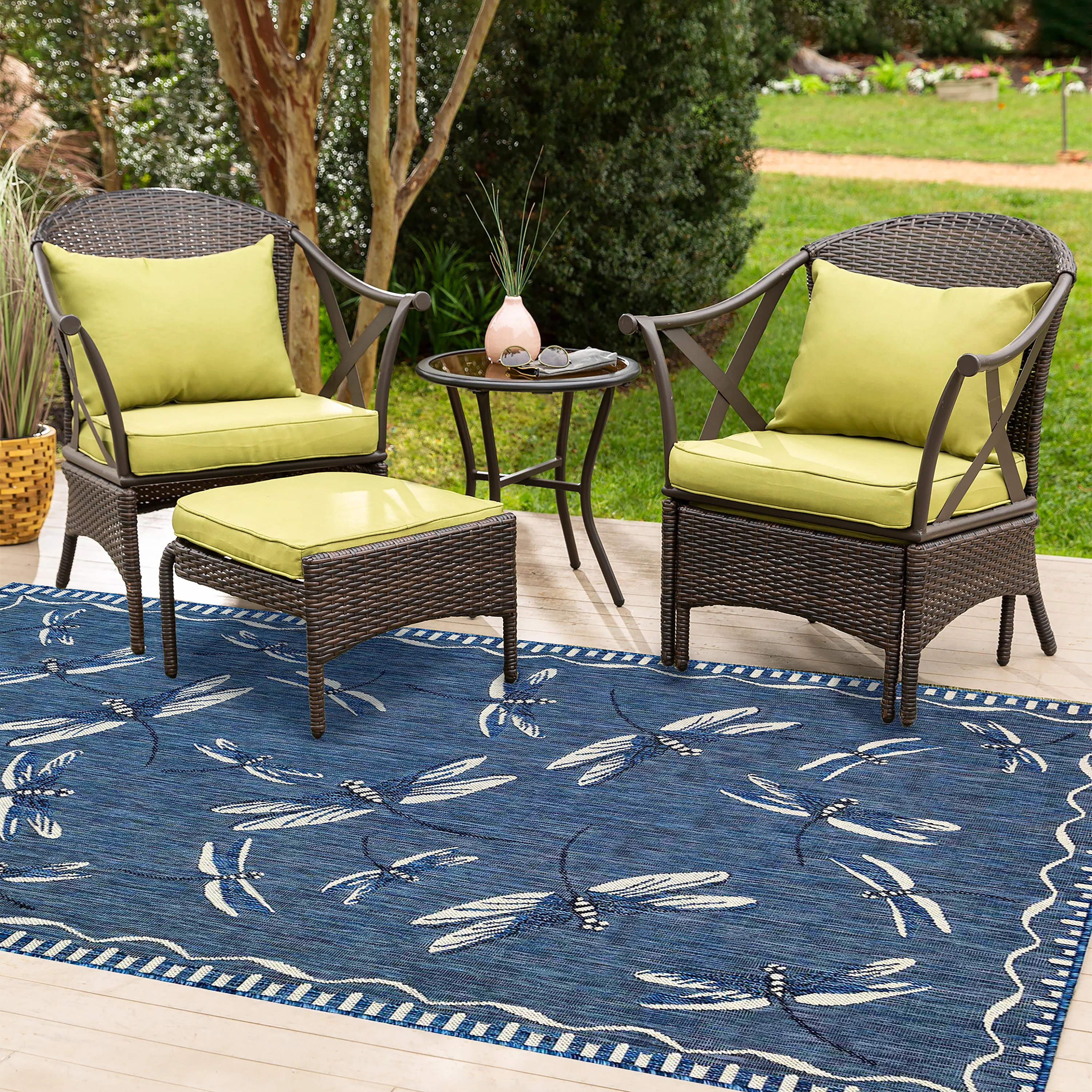 Indoor/Outdoor Dragonfly Rug, 4'10" x 7'6" - Image 7