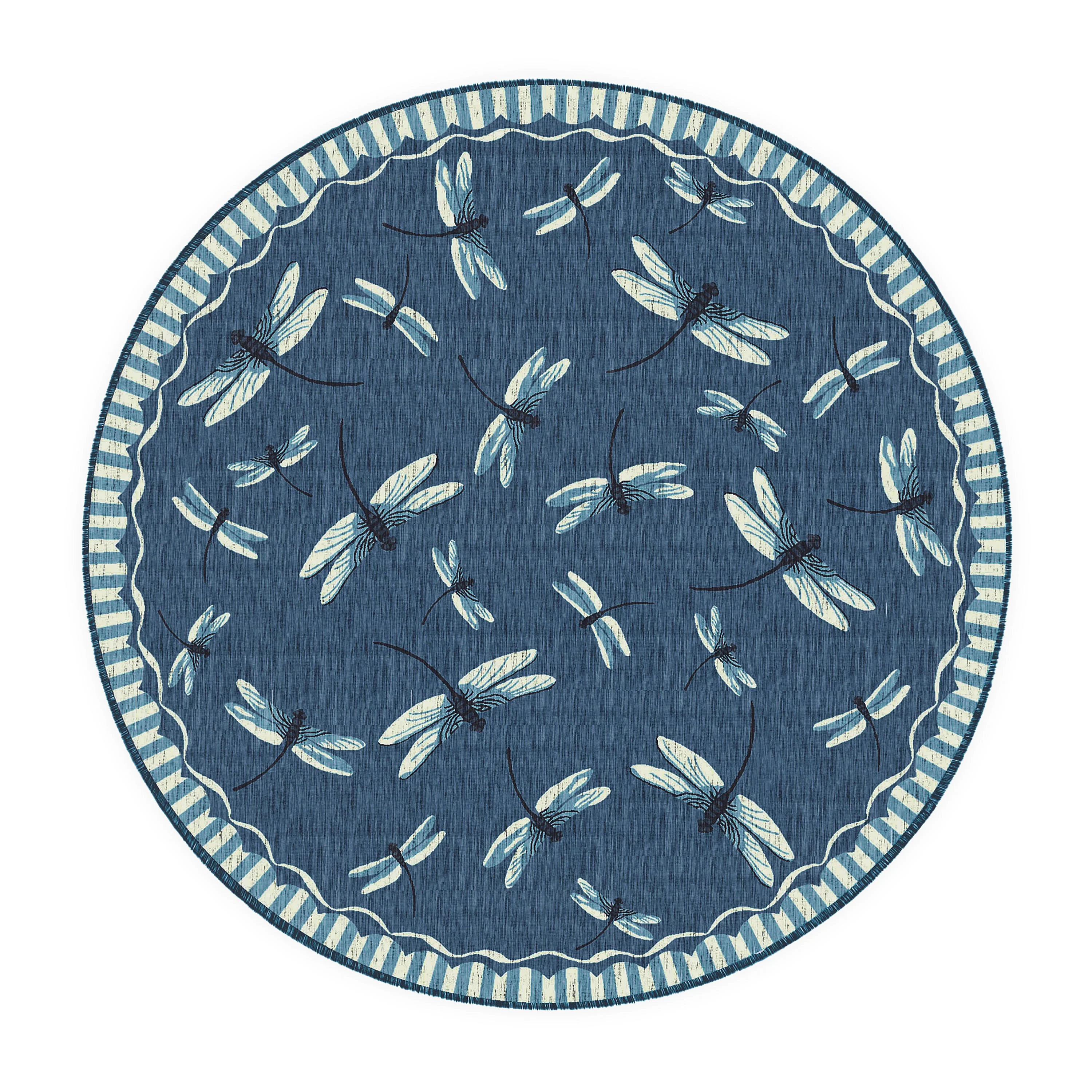 Indoor/Outdoor Dragonfly Rug, 7'10" Round - Image 3
