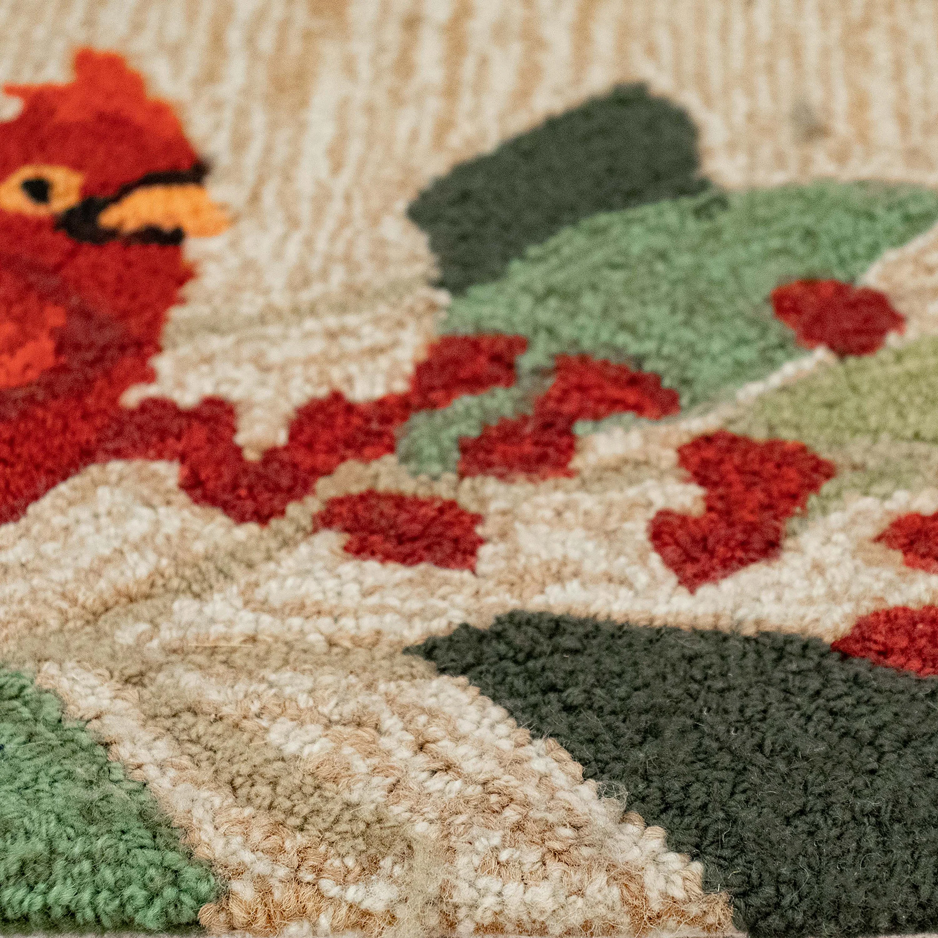 Indoor/Outdoor Synthetic Blend Birds Border Rug, 36" Round - Image 3
