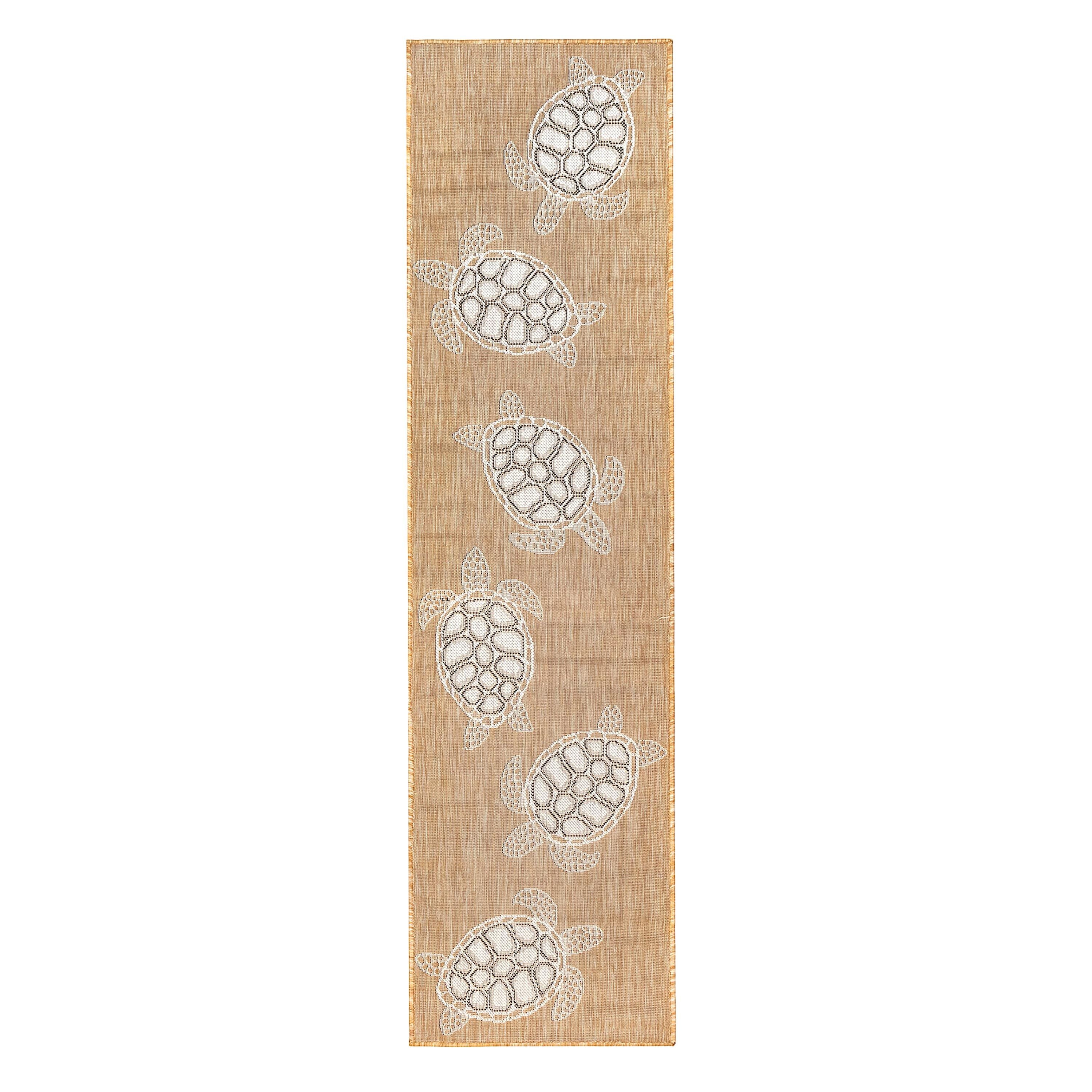 Indoor/Outdoor Textured Sea Turtles Polypropylene Runner, 23" x 7'6" - Image 3